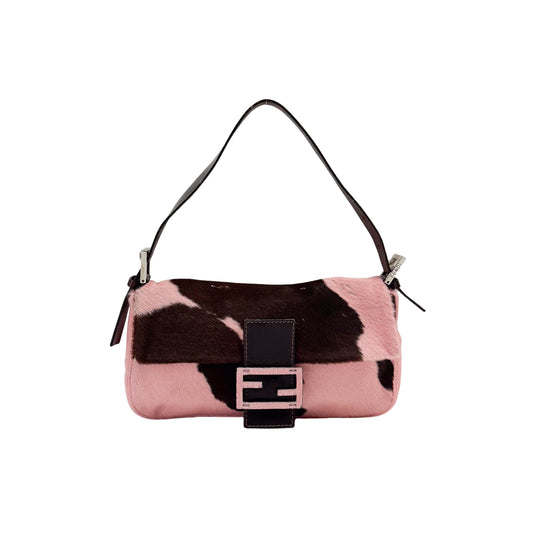 Baguette Pink Pony Hair Shoulder Bag