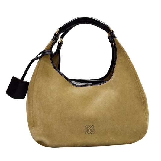 Anagram Beige Suede Shoulder Bag