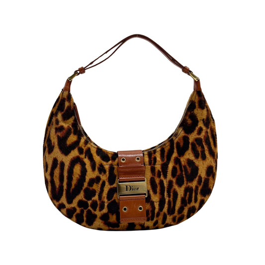 Street Chic Leopard Pony Hair Hobo Shoulder Bag
