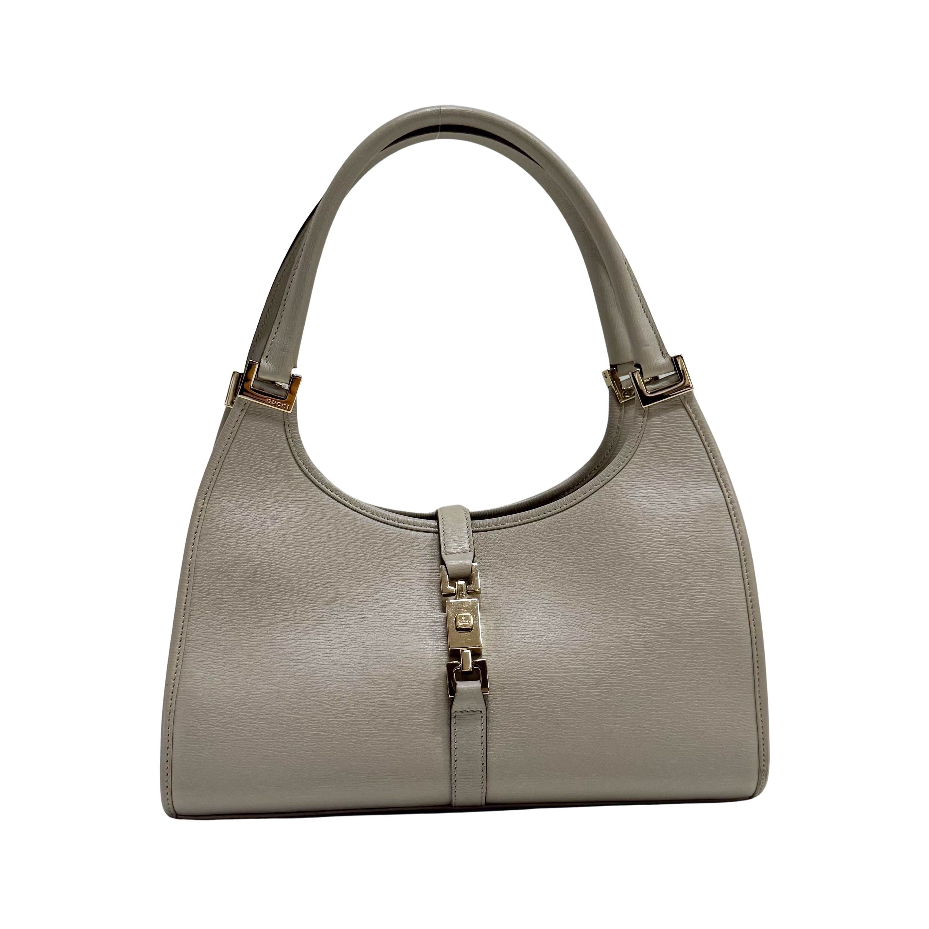 Jackie Small Grey Leather Shoulder Bag