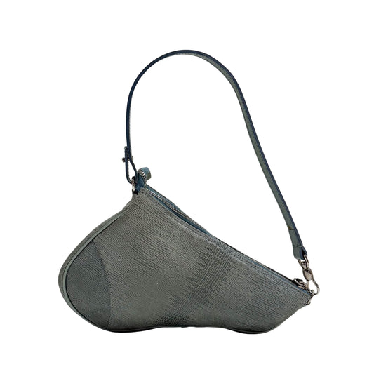 Saddle Blue Lizard Embossed Shoulder Bag