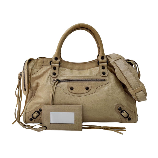 The City Green Leather Two Way Bag