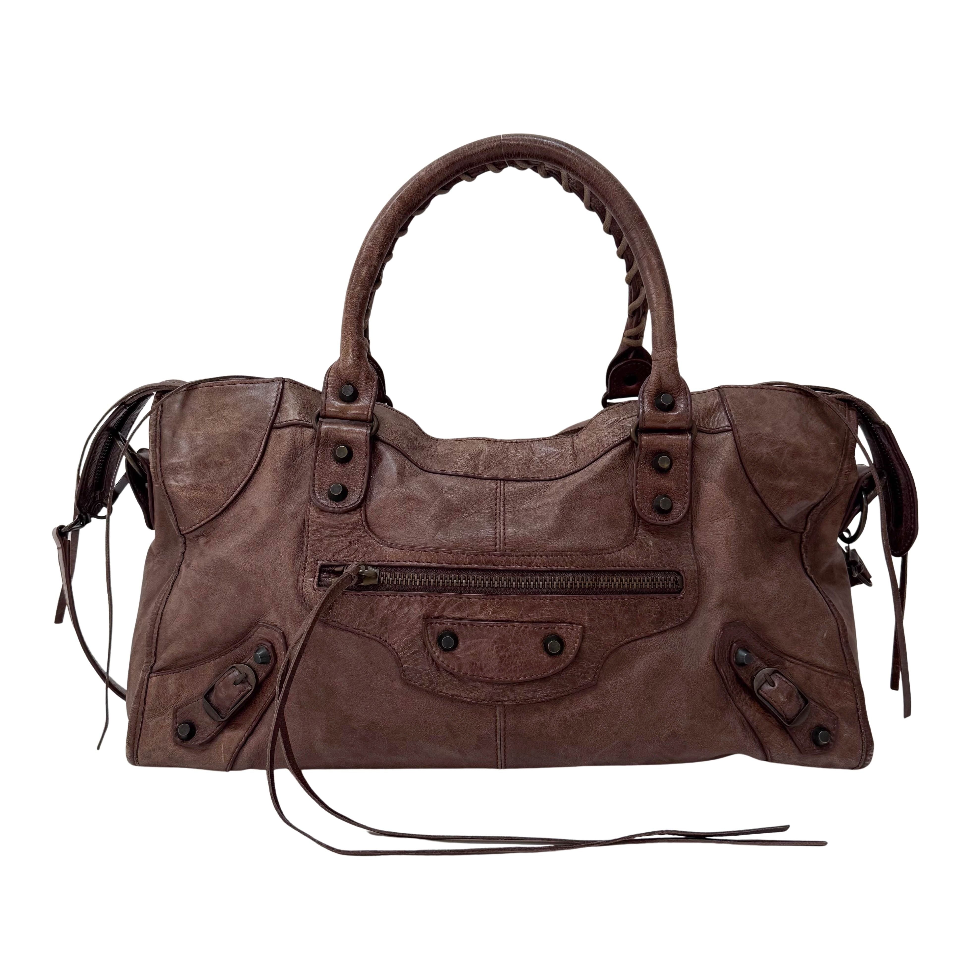 Part-Time Brown Calfskin Leather Two Way Bag