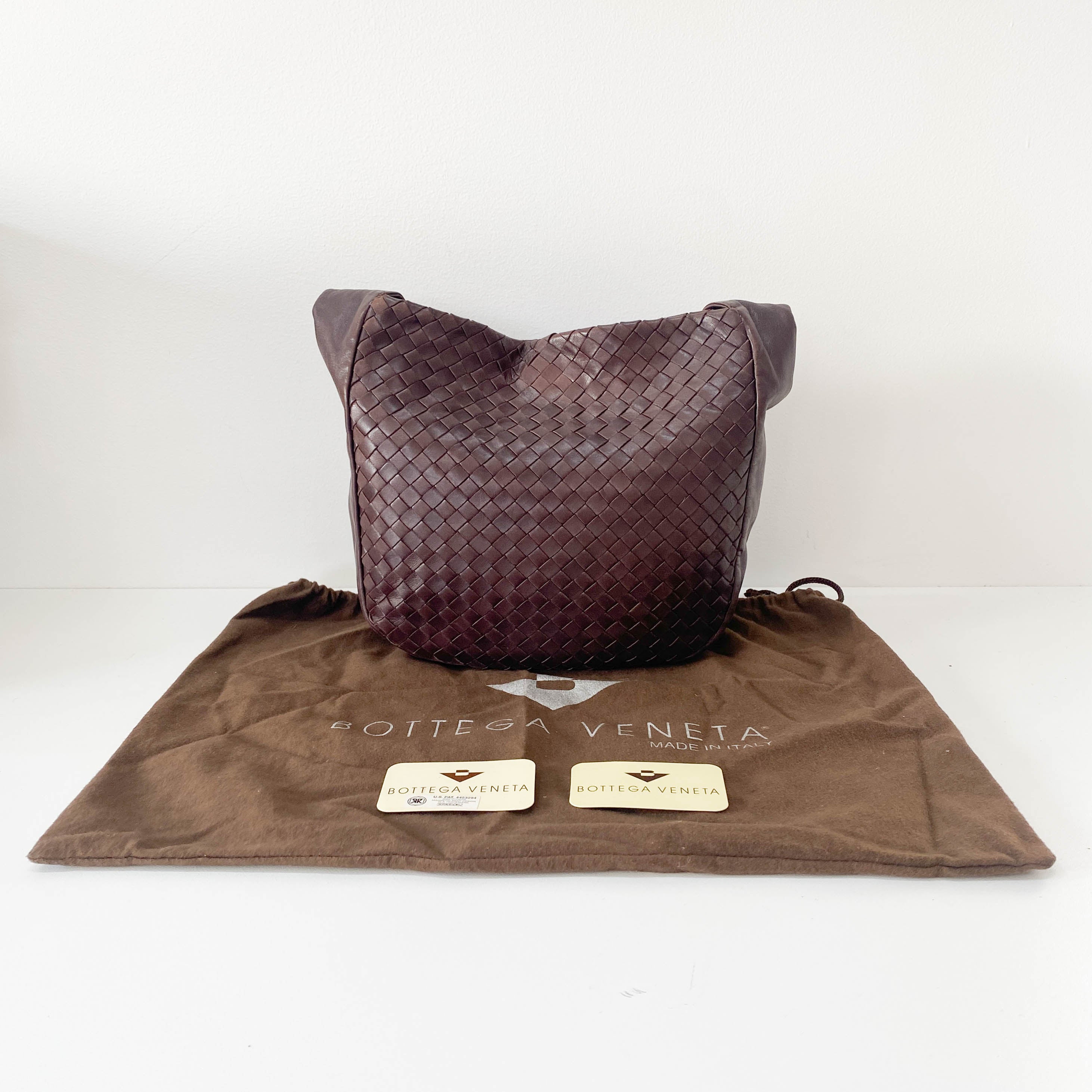 Intrecciato Brown Leather Shoulder Bag