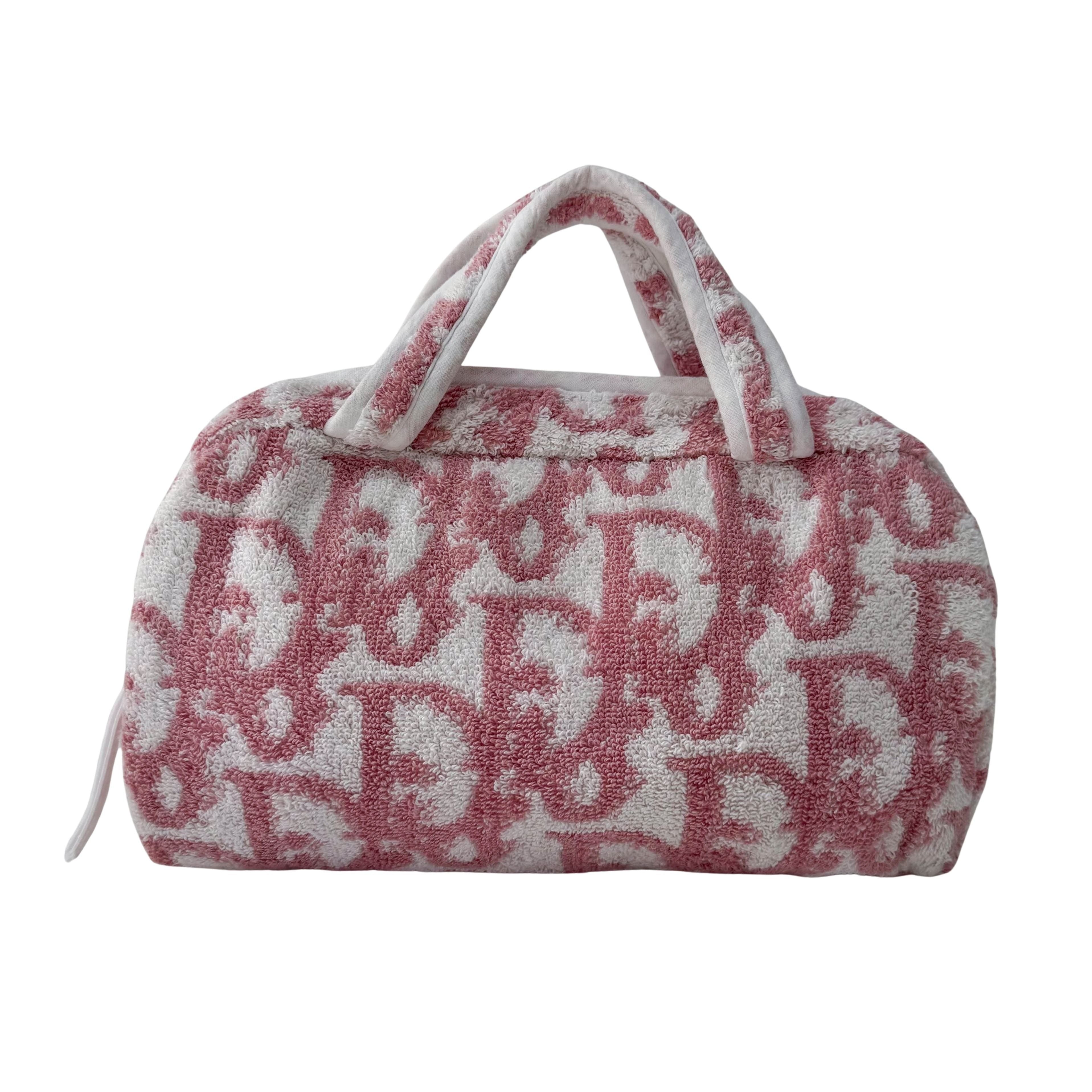Trotter Pink Terry Cloth Towel Hand Bag