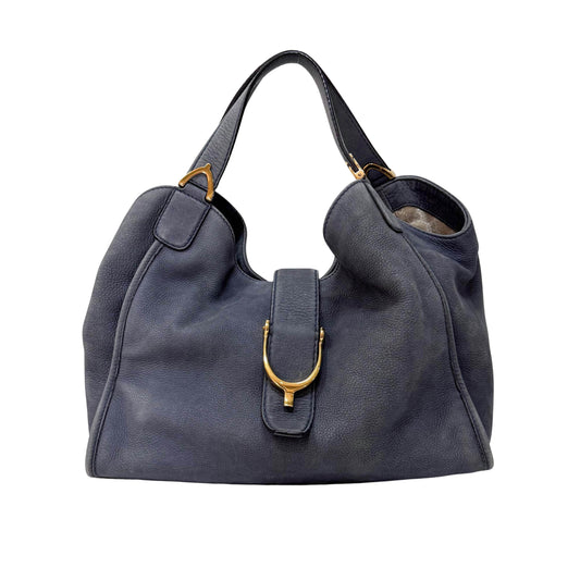Stirrup Blue Leather Shoulder Bag