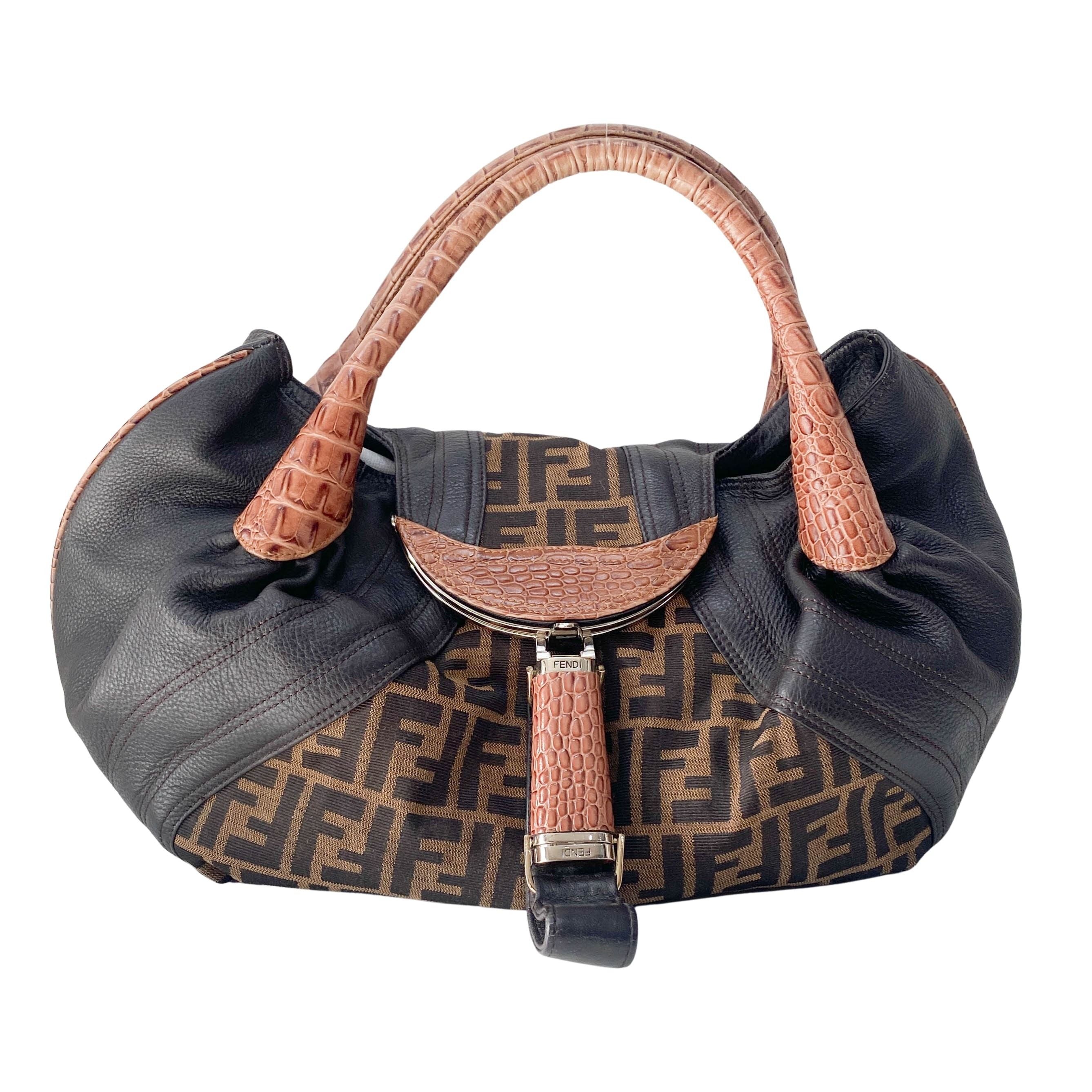Spy Zucca Canvas & Leather Shoulder Bag