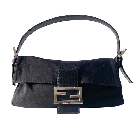 Baguette Black Neoprene Shoulder Bag