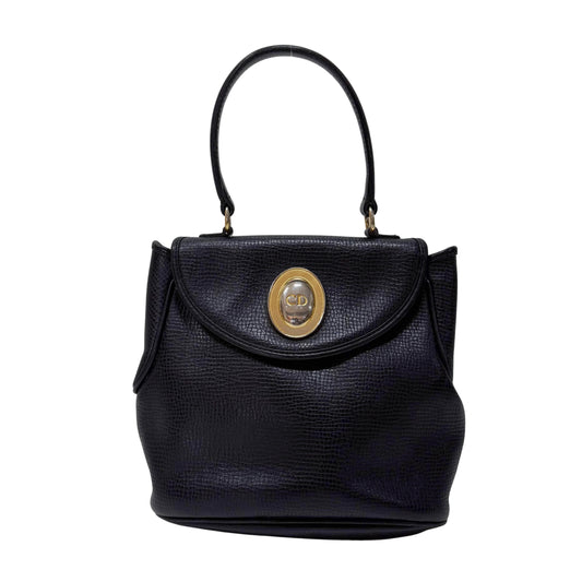 Black Leather Top Handle Bag