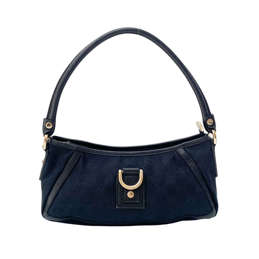 Abbey D-Ring Black Leather Shoulder Bag