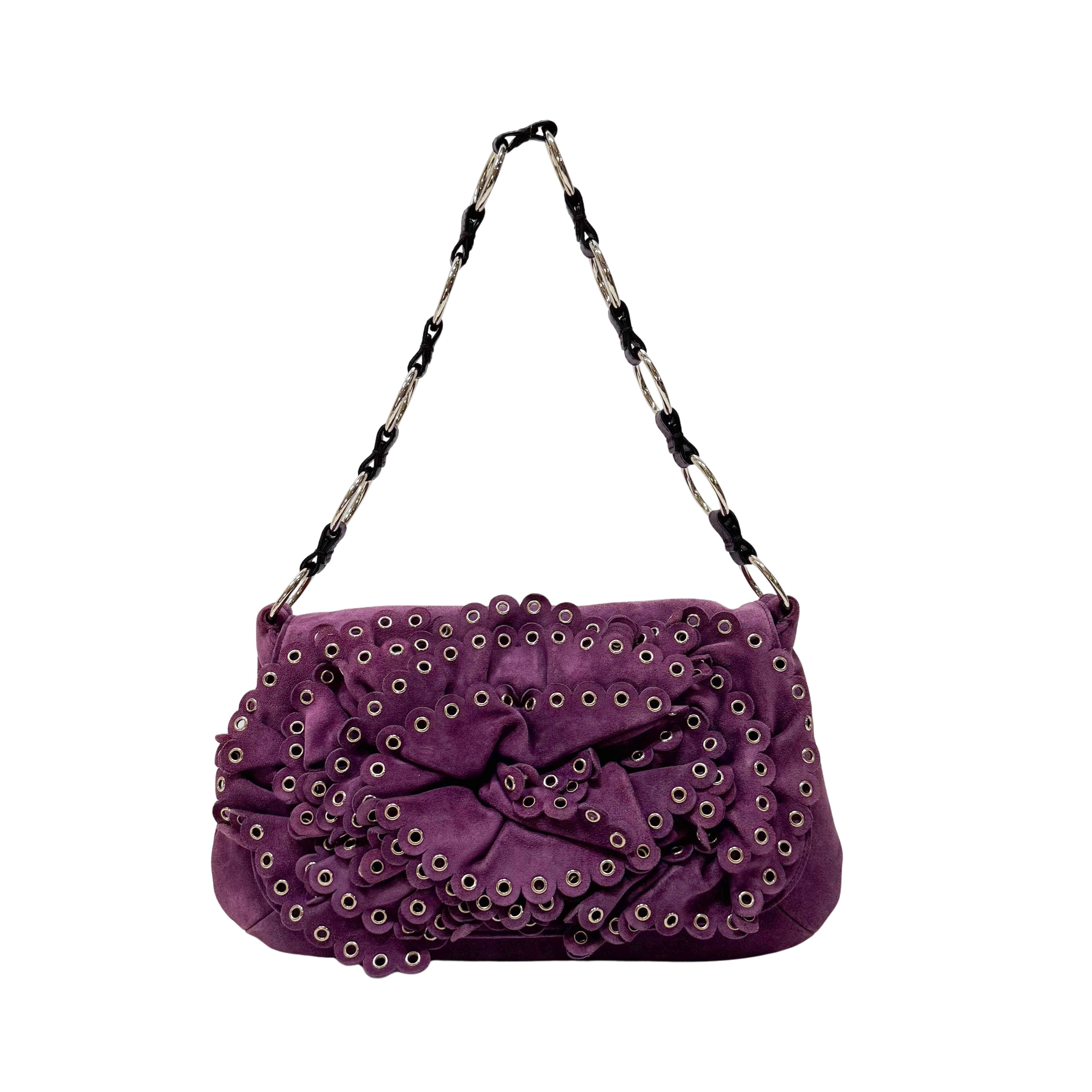 Purple Suede Chain Strap Shoulder Bag