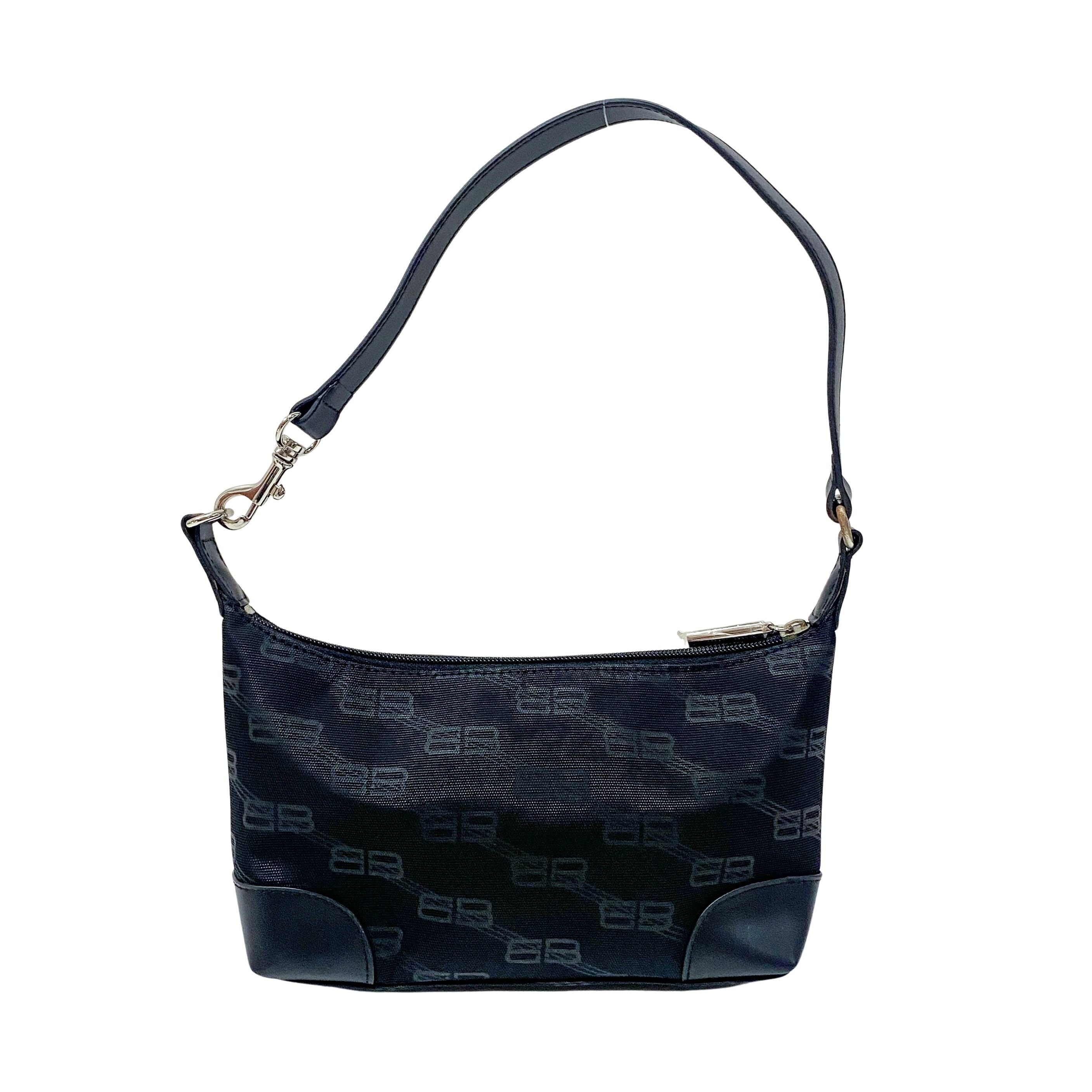 Monogram Black Canvas Shoulder Bag