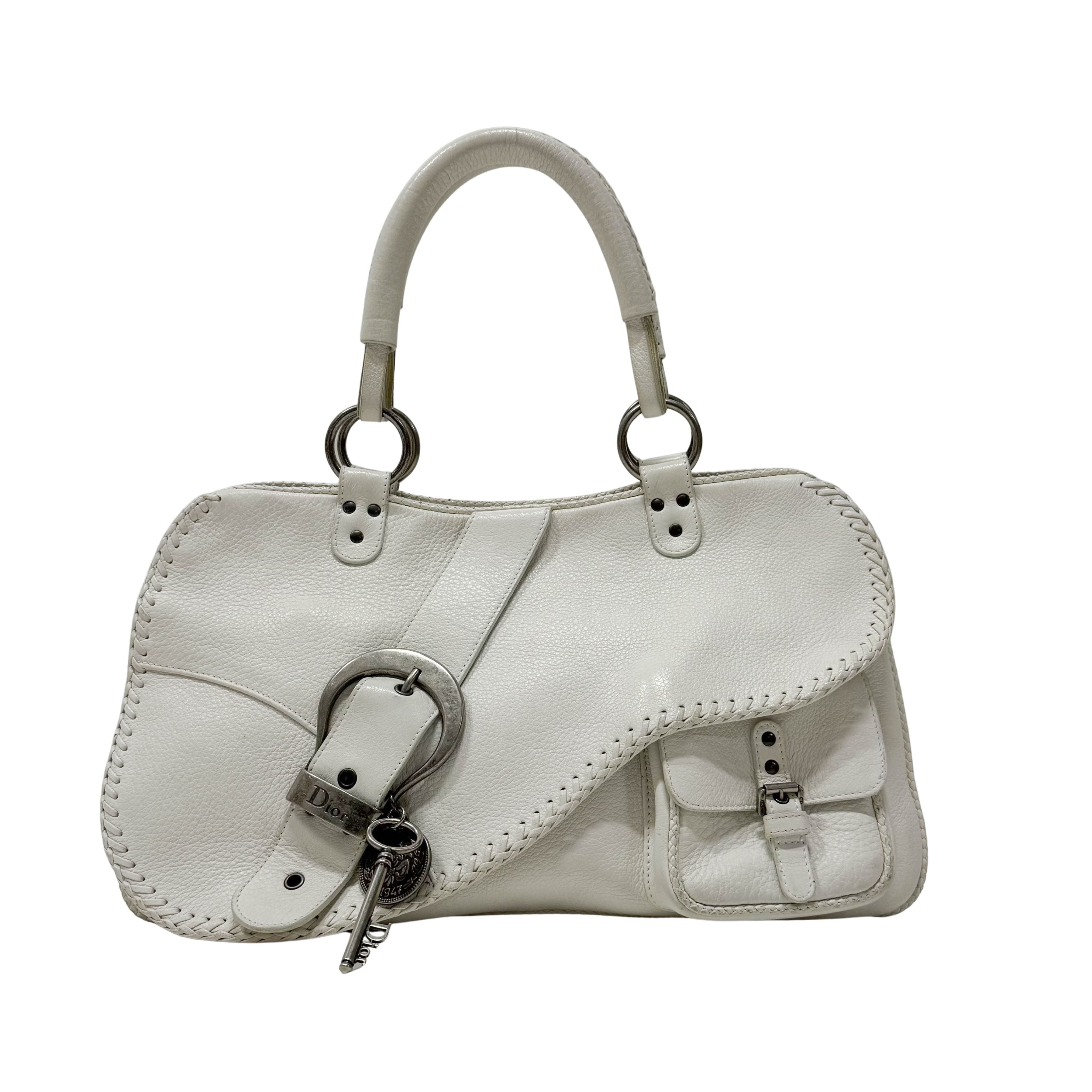 Gaucho White Leather Two Way Bag