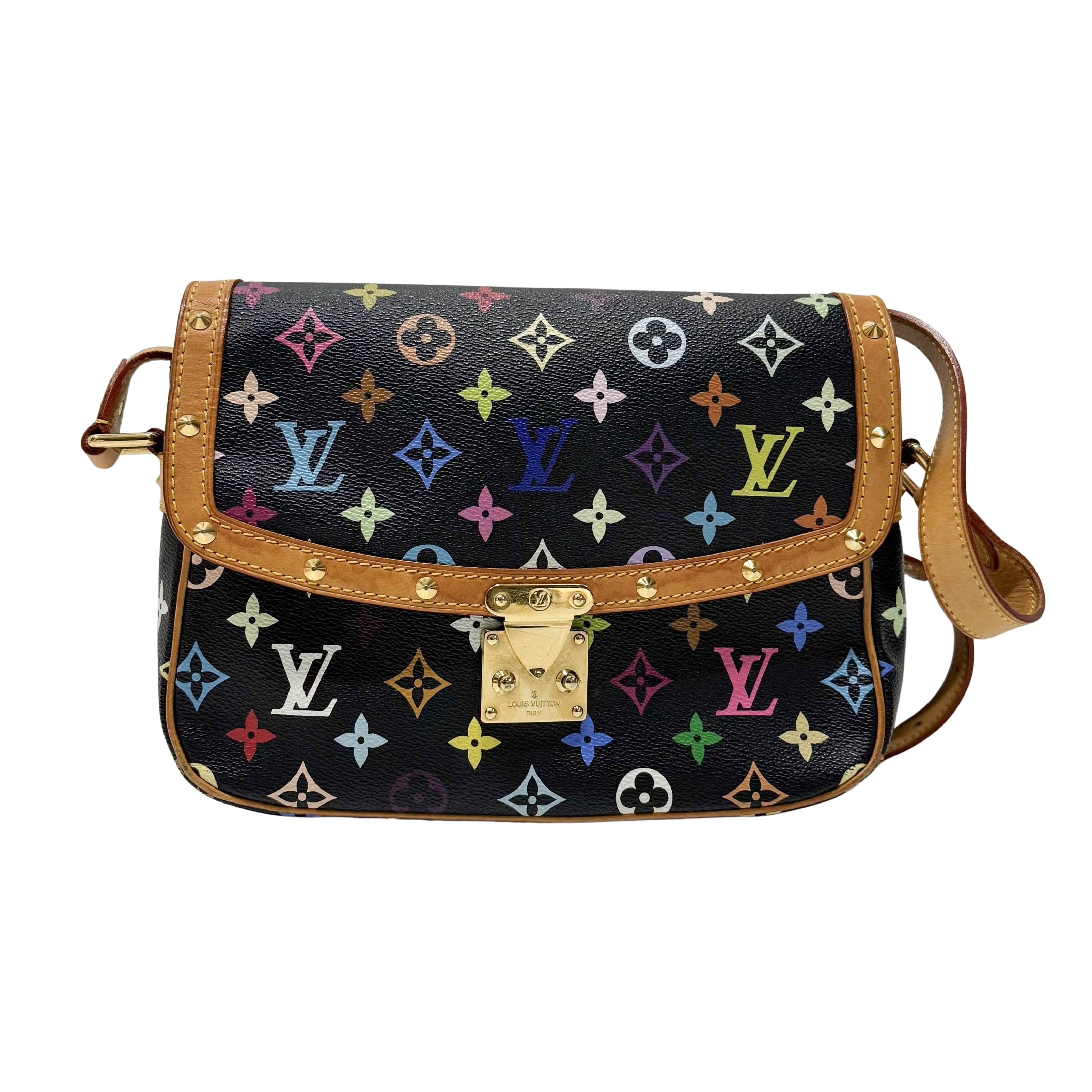 LV × Takashi Murakami Black Multi Colour Sologne Crossbody Bag