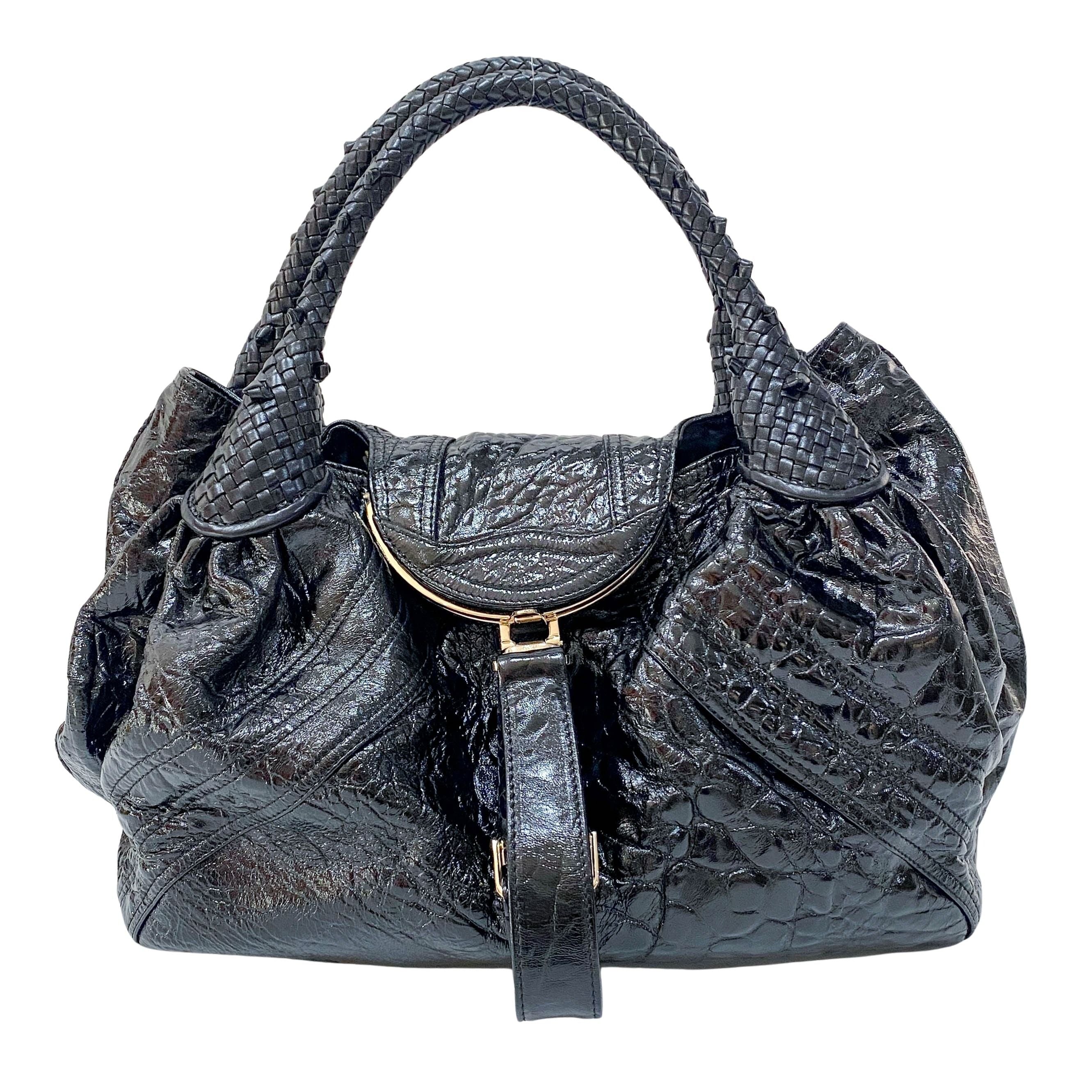 Spy Black Patent Leather Shoulder Bag