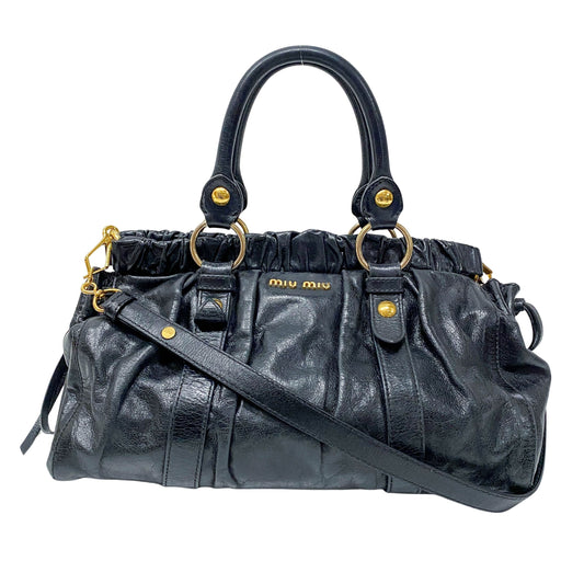 Vitello Black Calfskin Leather Two Way Bag