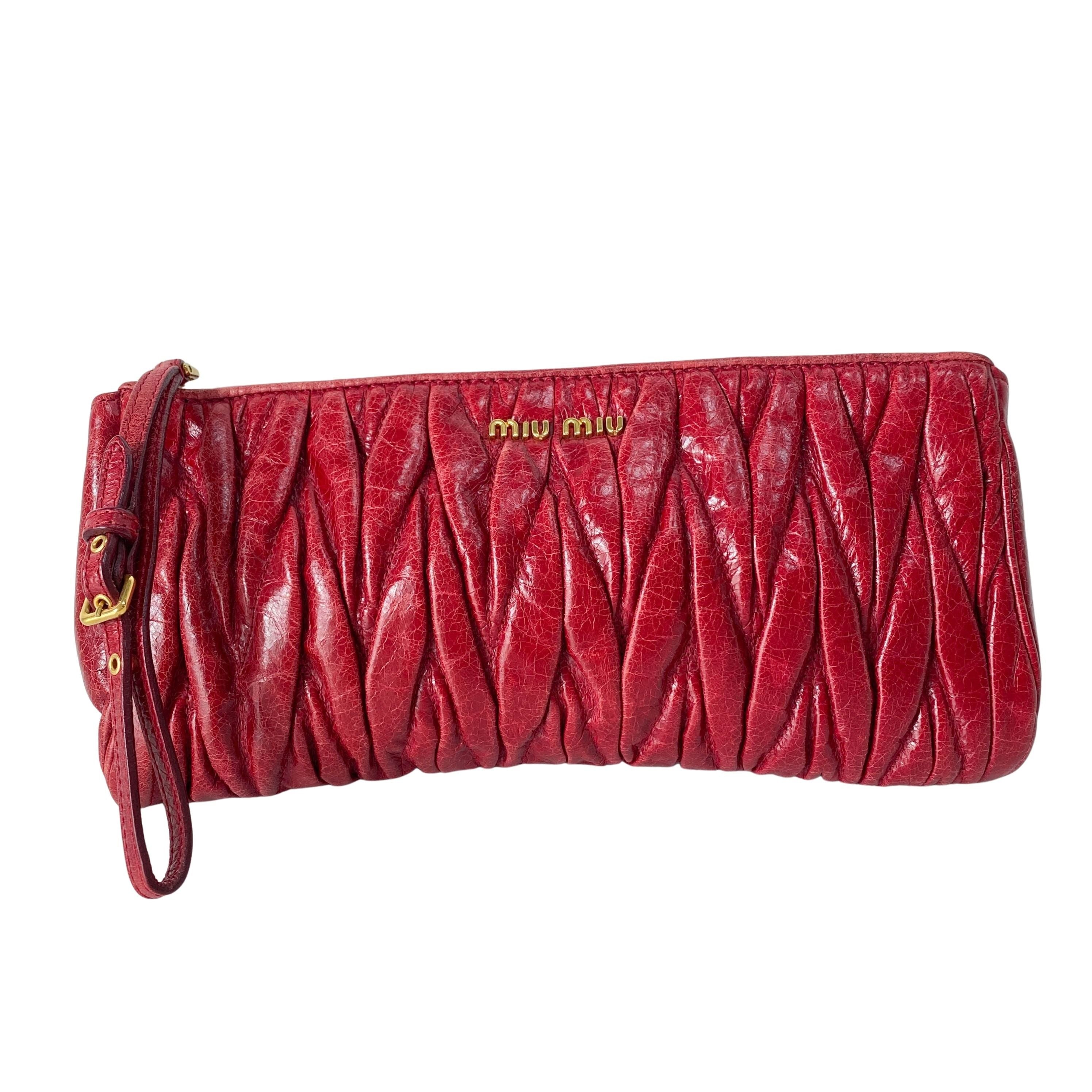 Red Leather Accessory Pouch