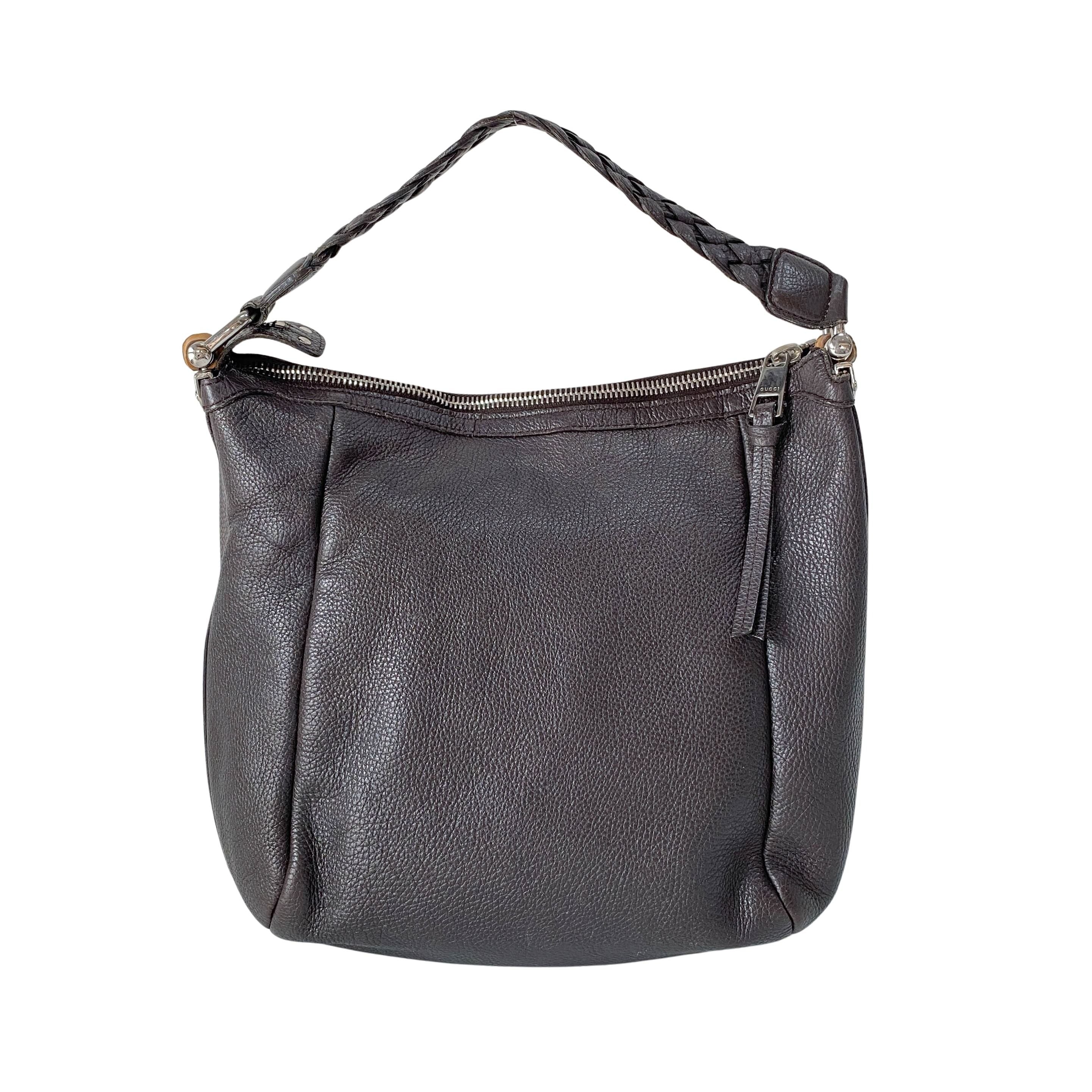 Black Leather Hobo Shoulder Bag