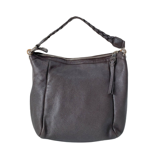 Black Leather Hobo Shoulder Bag