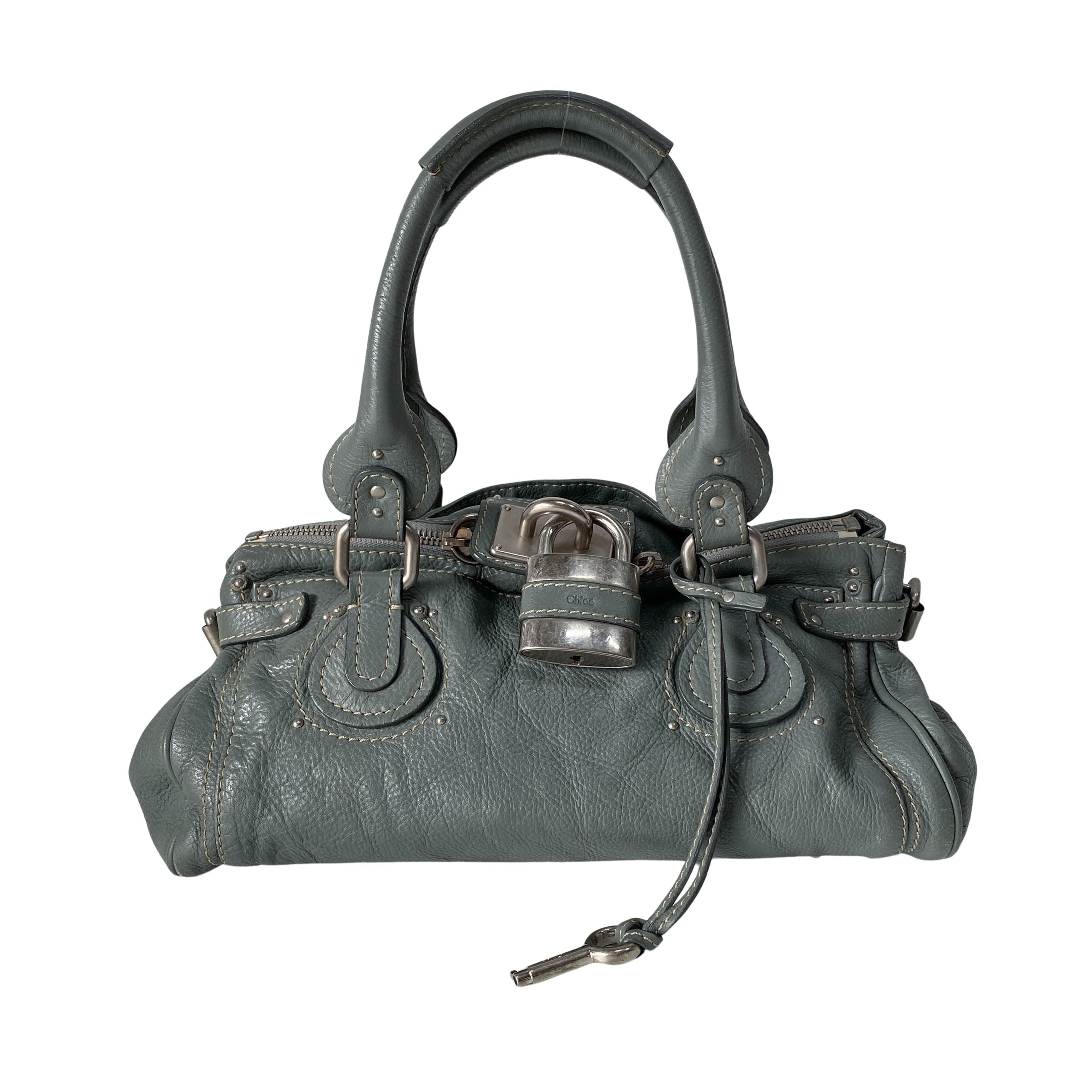 Paddington Sage Green Calfskin Leather Shoulder Bag