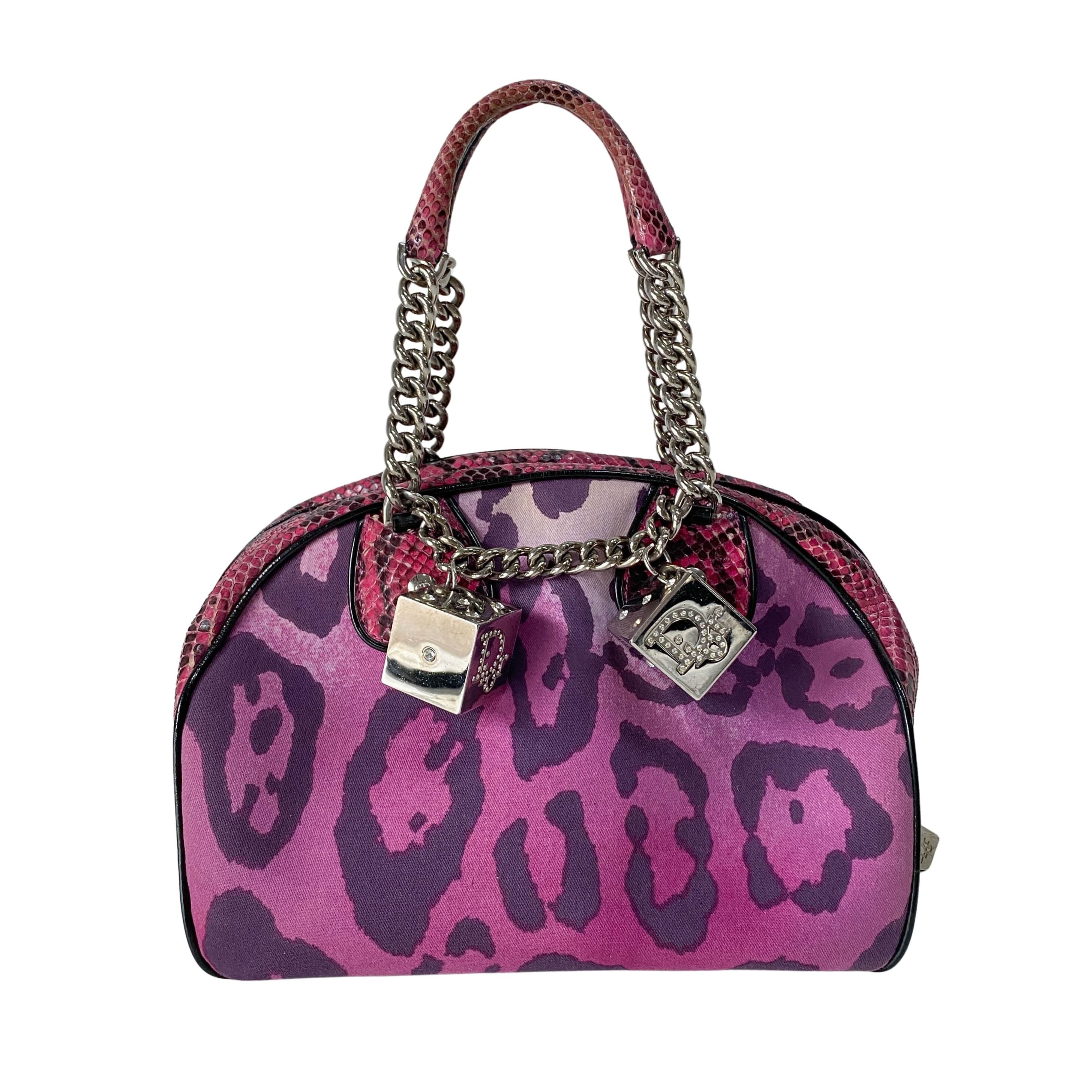 Gambler Dice Pink Leopard Print Handbag