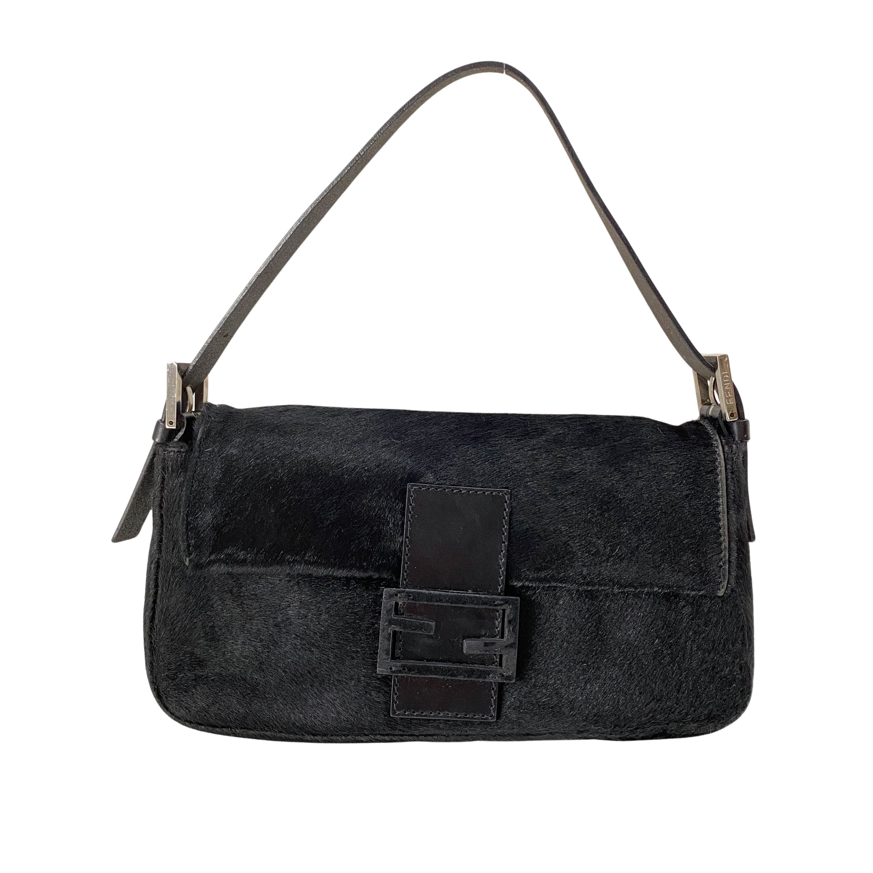 Baguette Black Pony Hair Shoulder Bag
