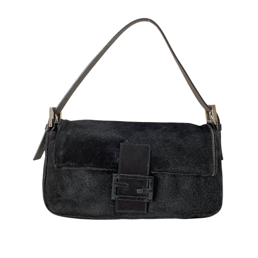 Baguette Black Pony Hair Shoulder Bag