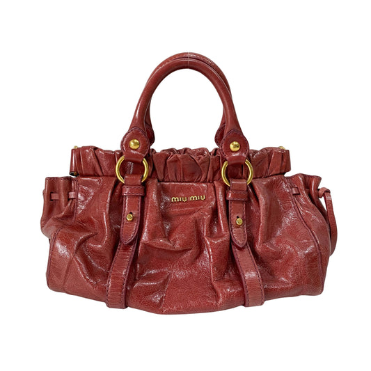 Mini Vitello Red Calfskiin Leather Two Way Bag