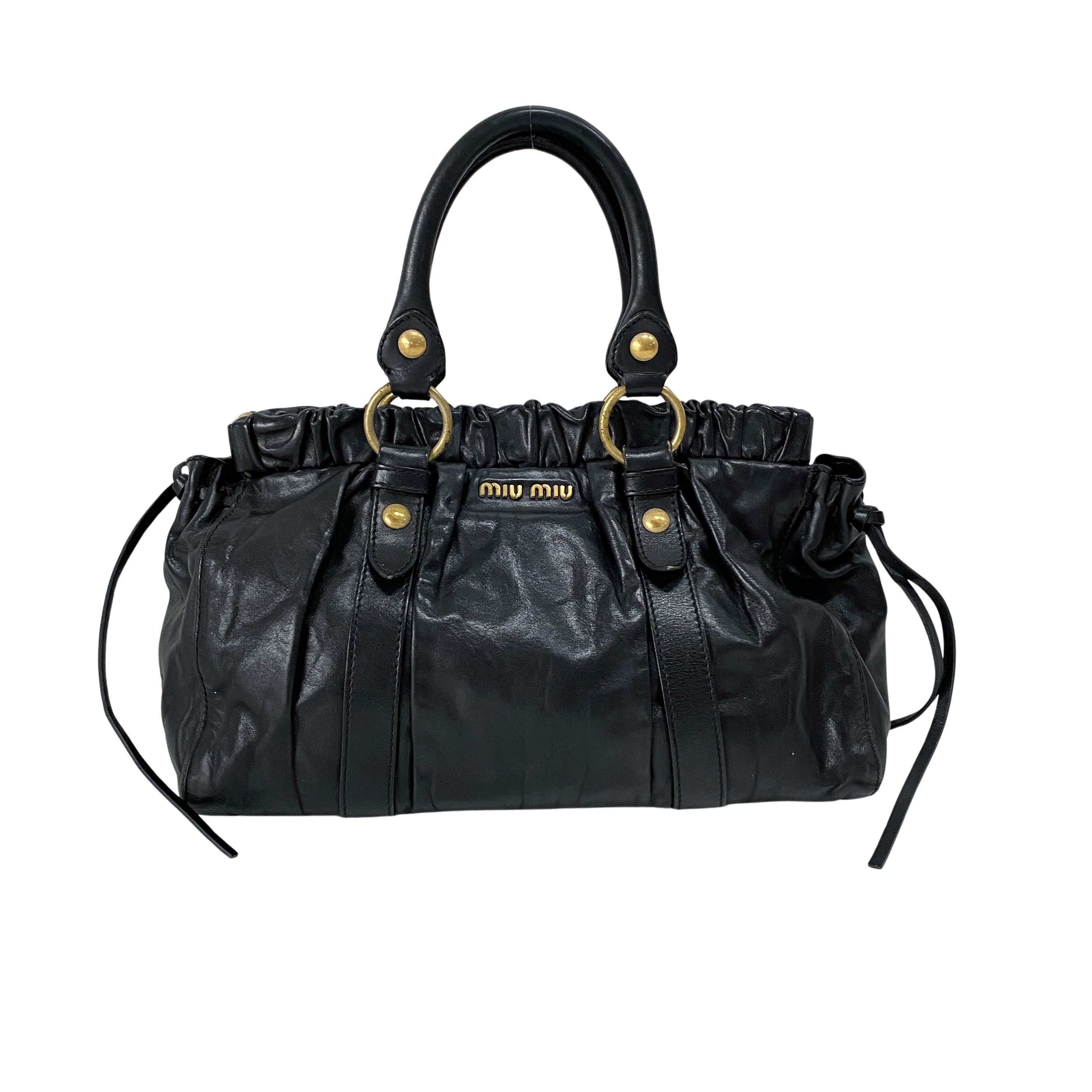 Vitello Black Leather Two Way Bag