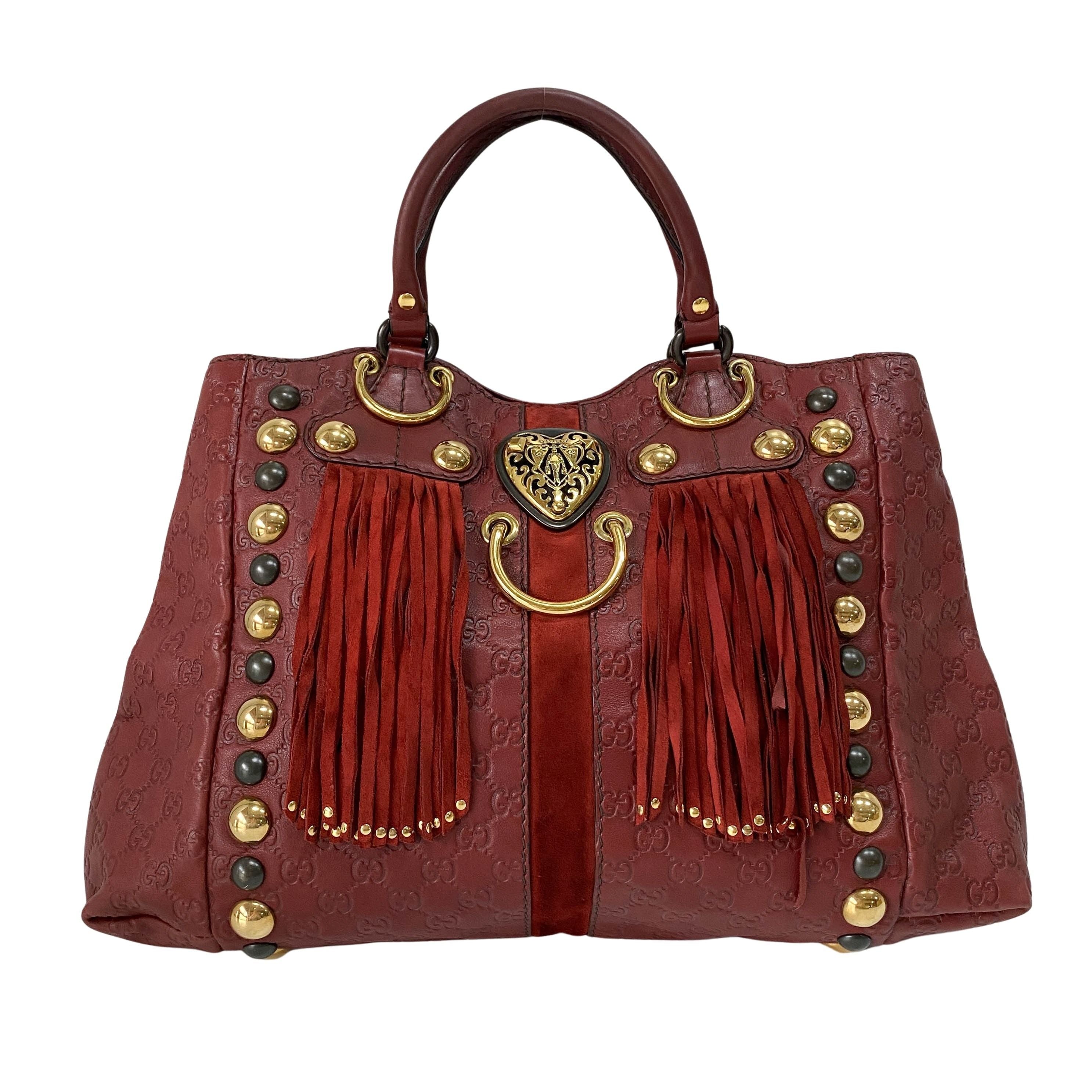 Baboushka Red Leather Tote Bag