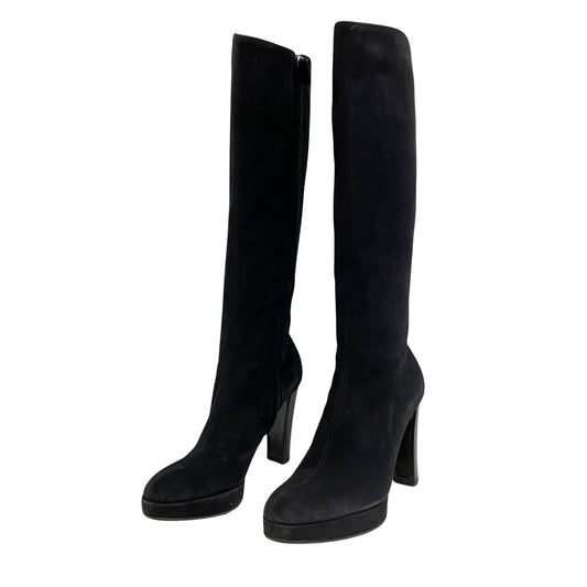 36 1/2 Black Suede Tall Boots