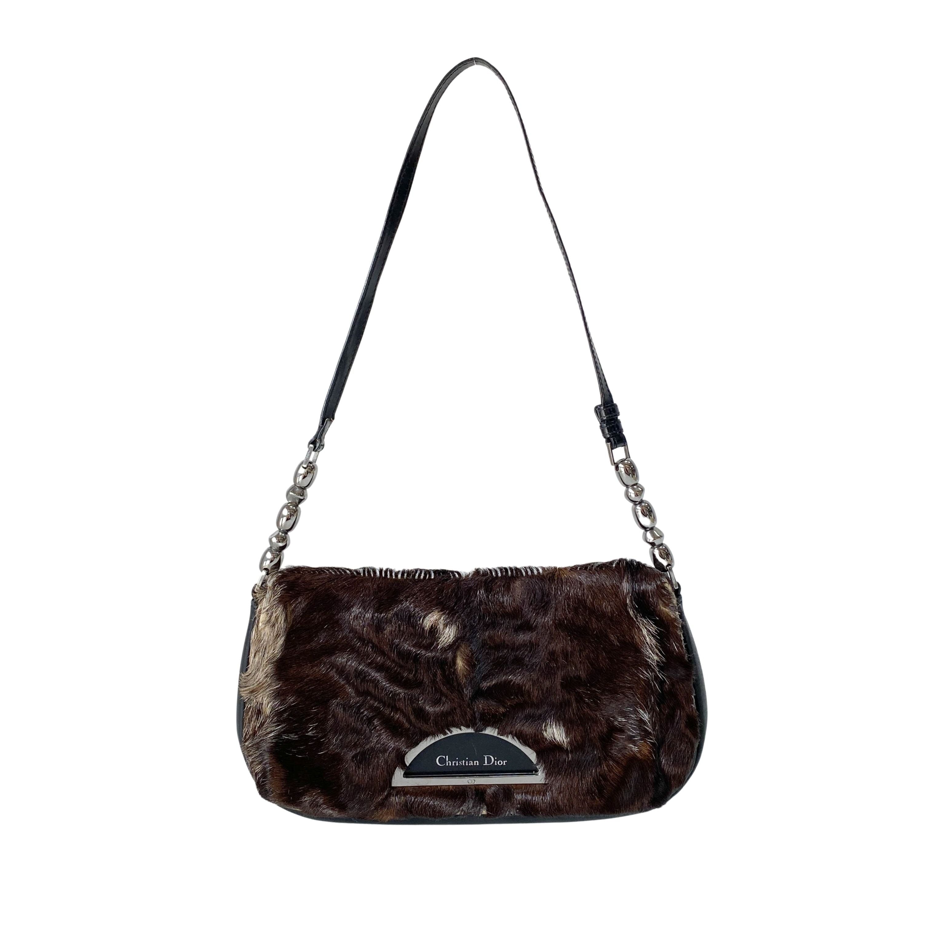 Limited Edition Malice Pearl Brown Pony Hair Shoulder Bag