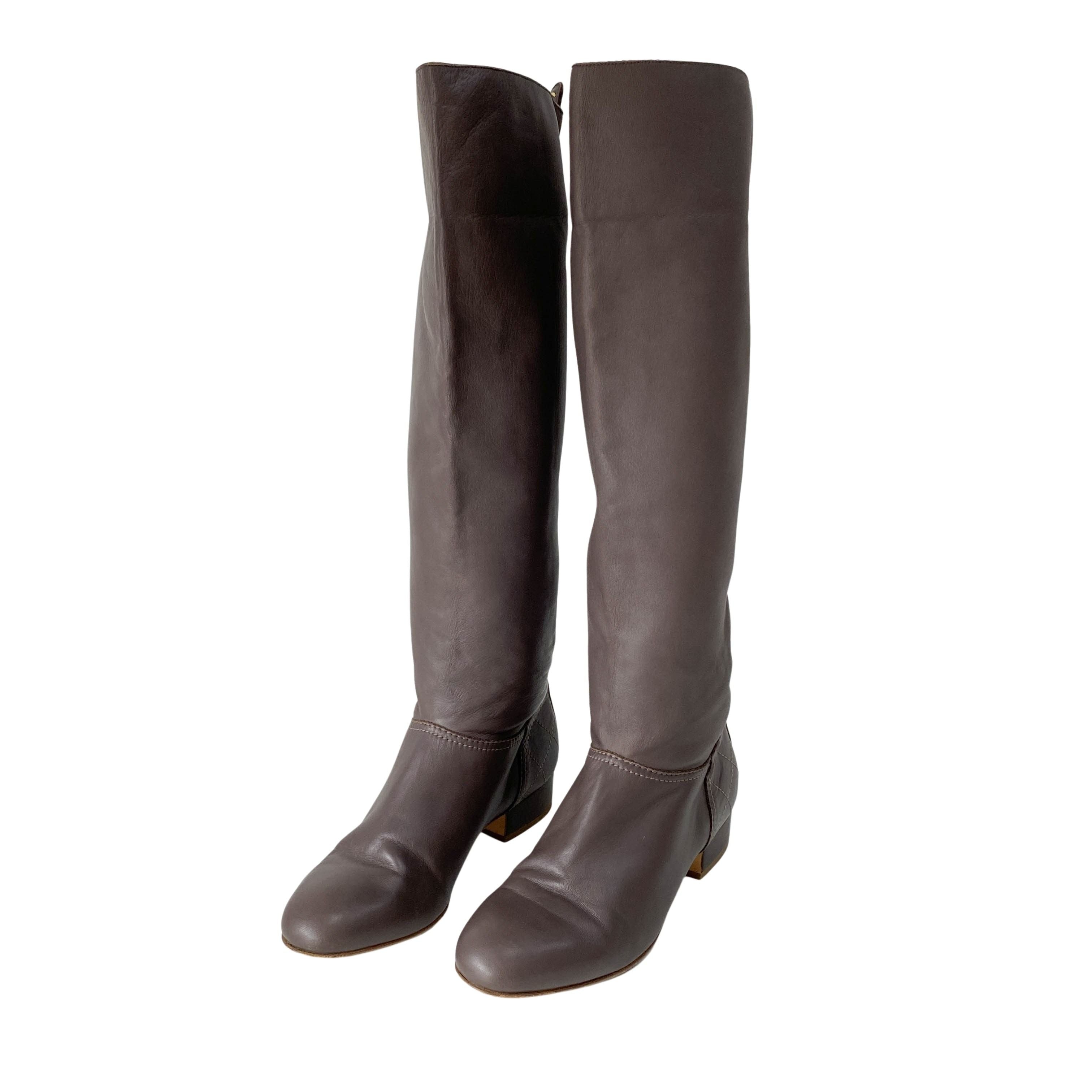 37 1/2 Brown Nappa Leather Tall Boots