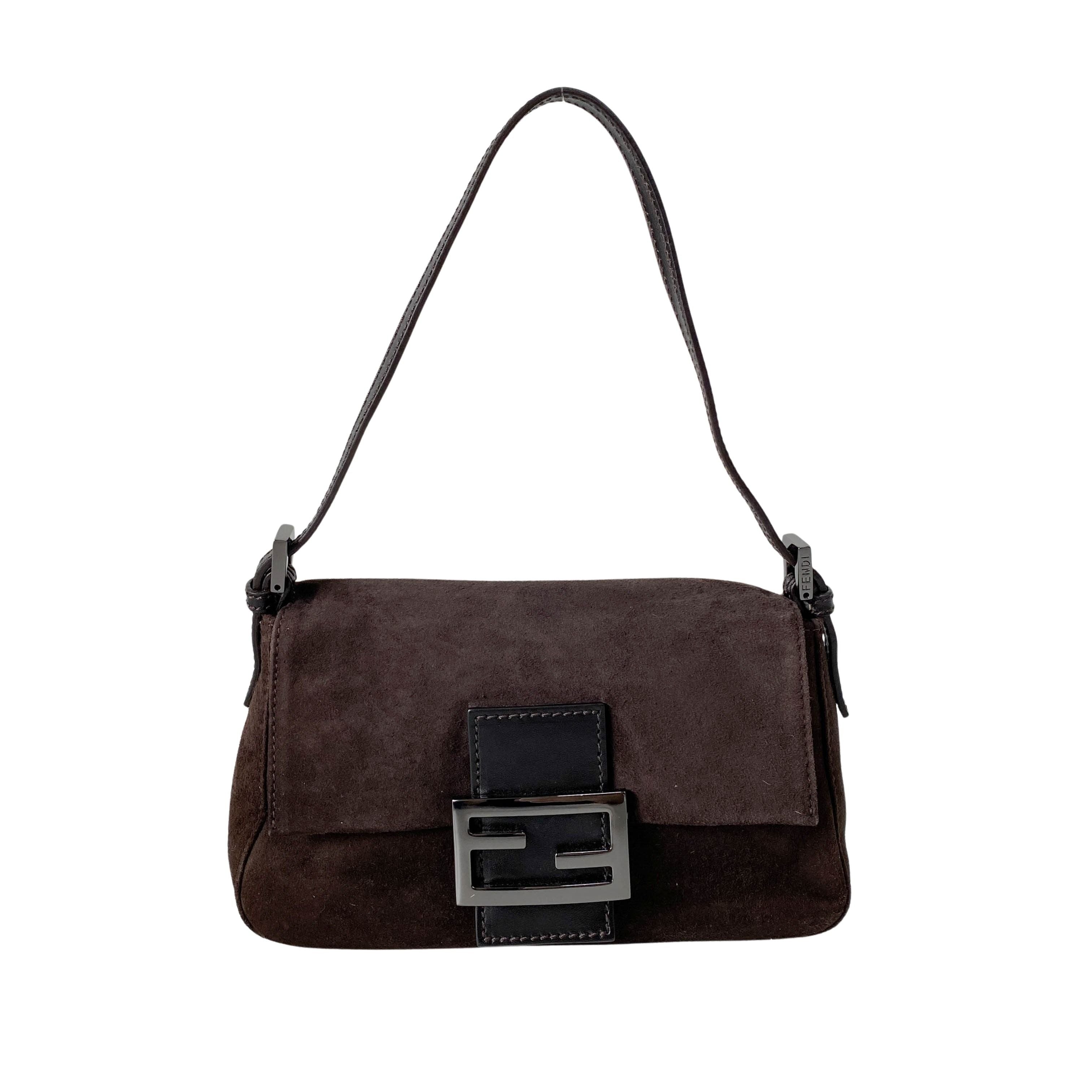 Mini Mamma Baguette Brown Suede Shoulder Bag