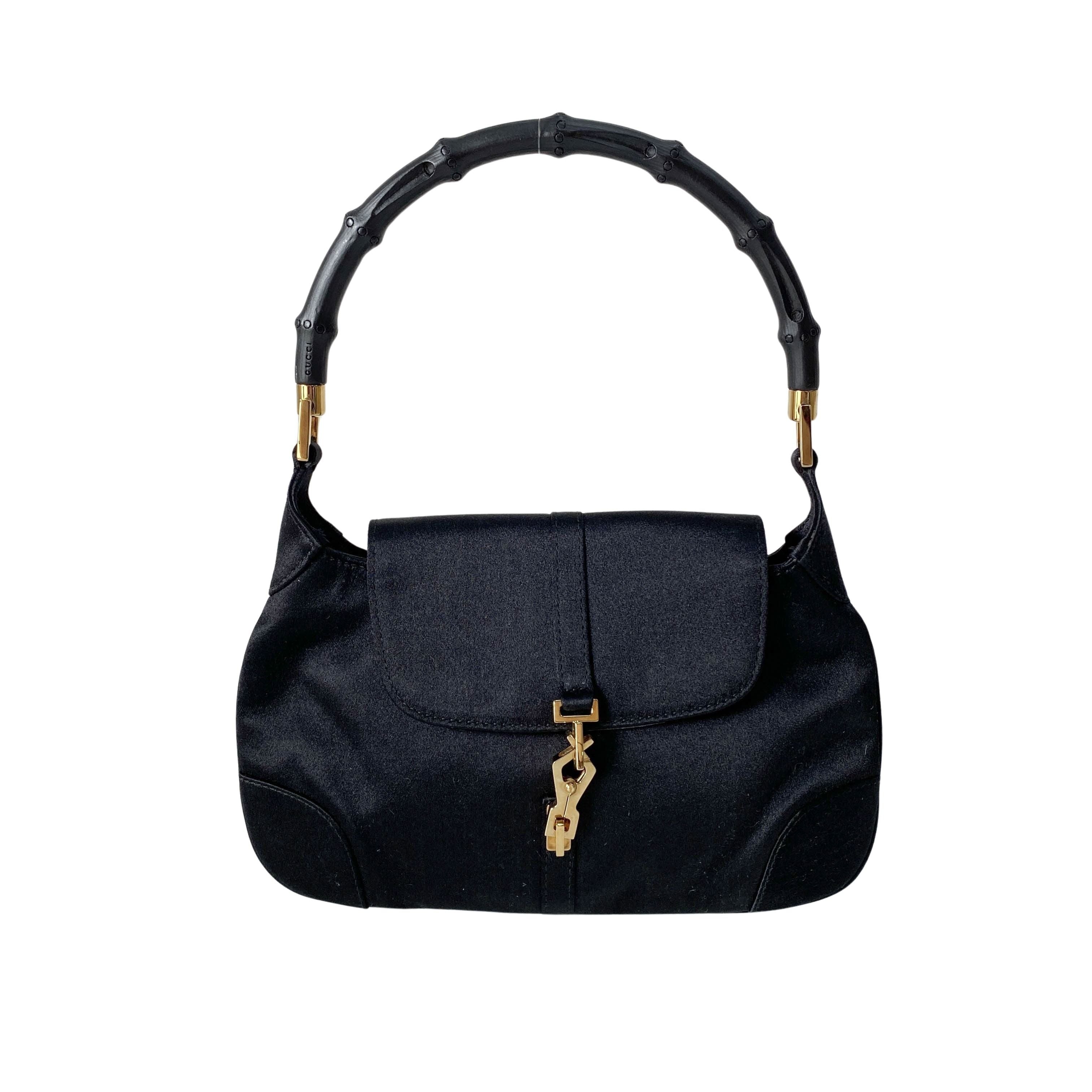 Bamboo Mini Black Satin Handbag
