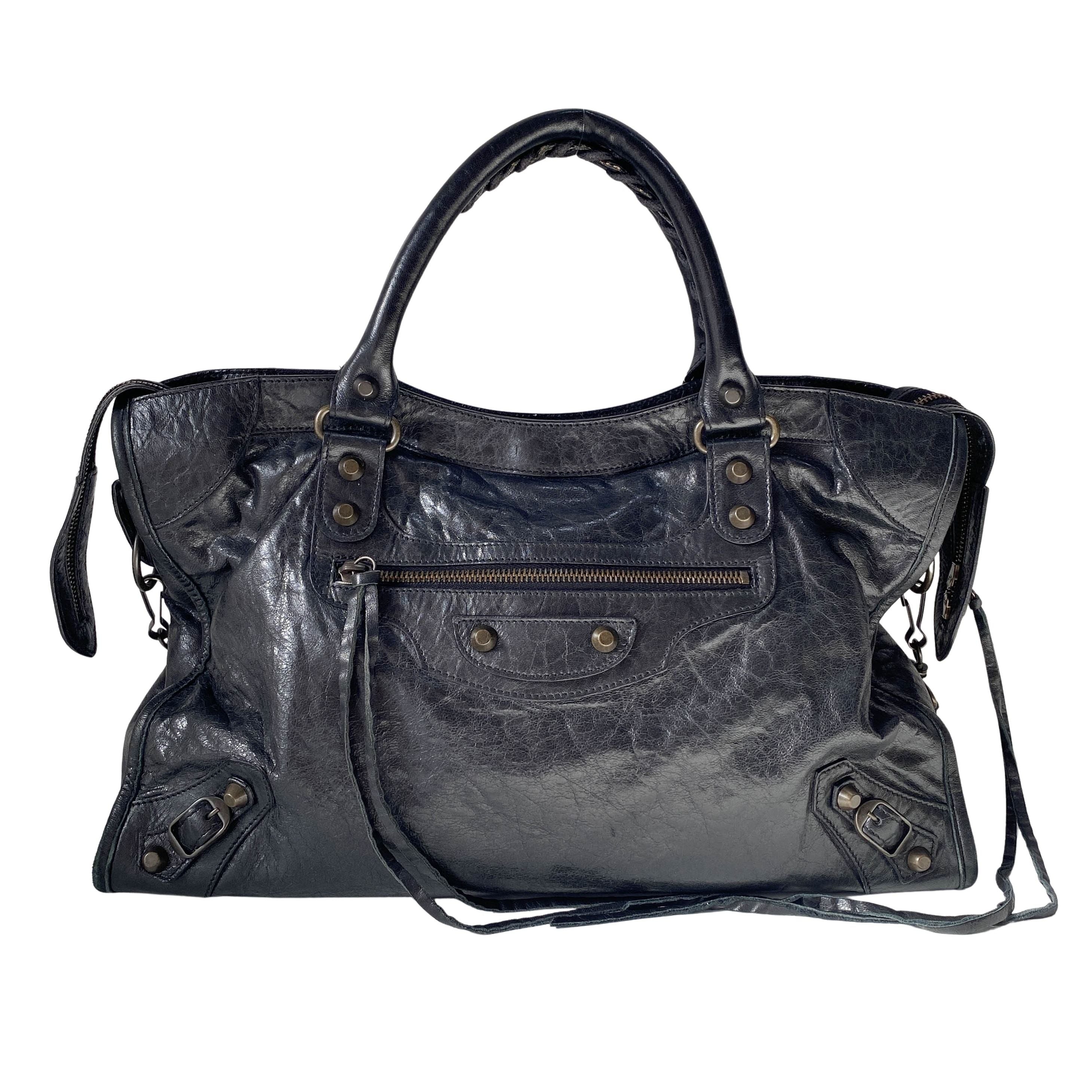 The City Black Leather Two Way Bag