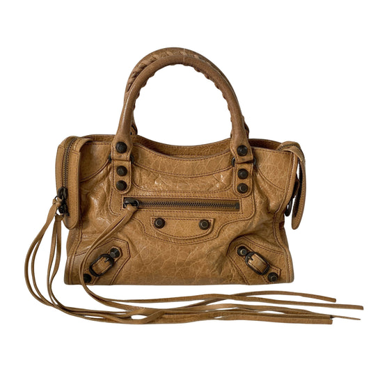 The City Mini Brown Calfskin Leather Handbag