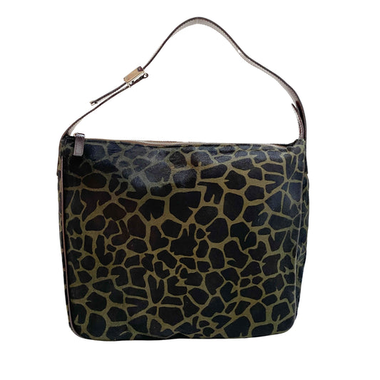Brown Leopard Print Pony Hair Shoulder Bag