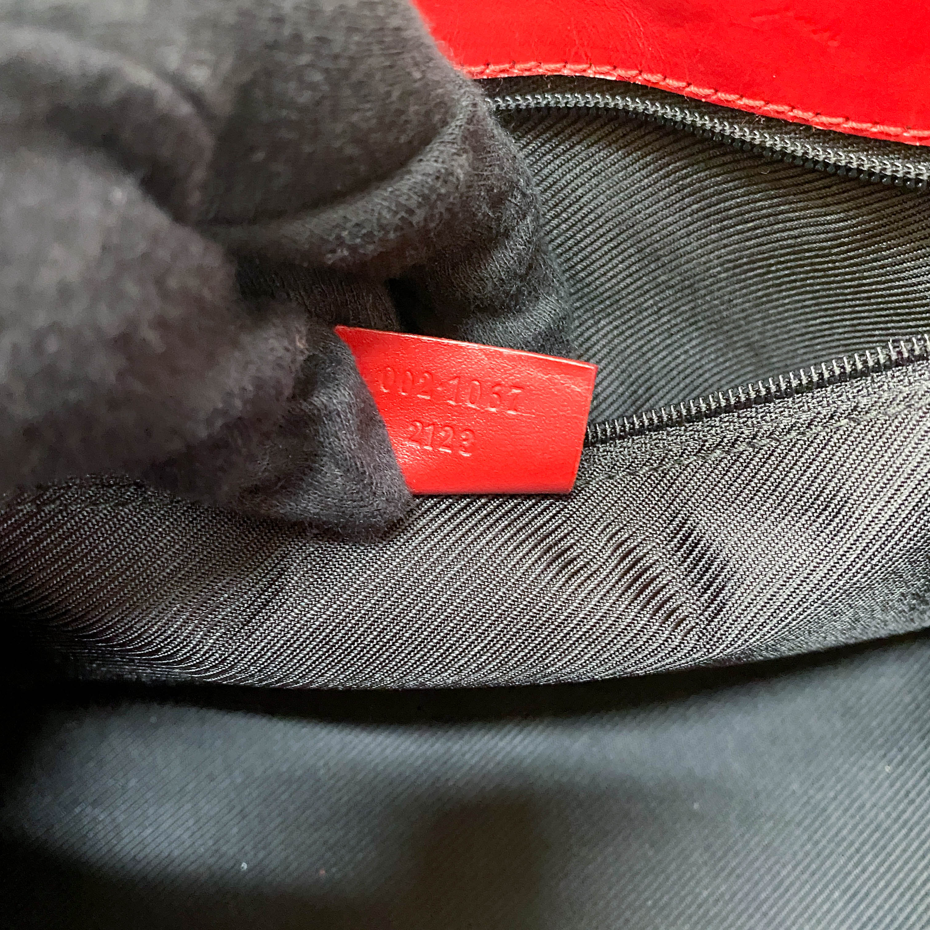 Jackie GG Supreme Brown Canvas & Red Leather Shoulder Bag