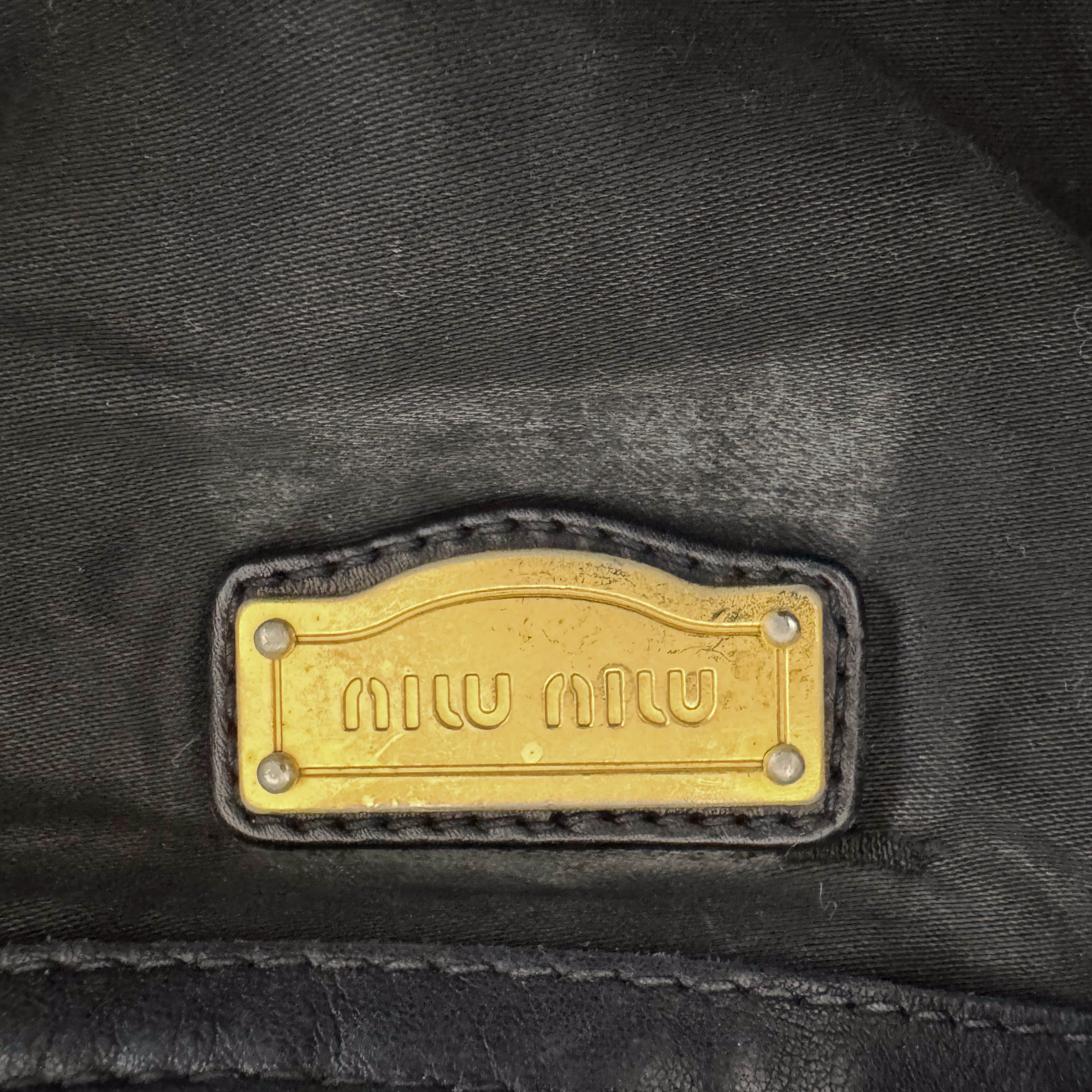 Pleated Leather Black Gold Hardware Shoulder Bag