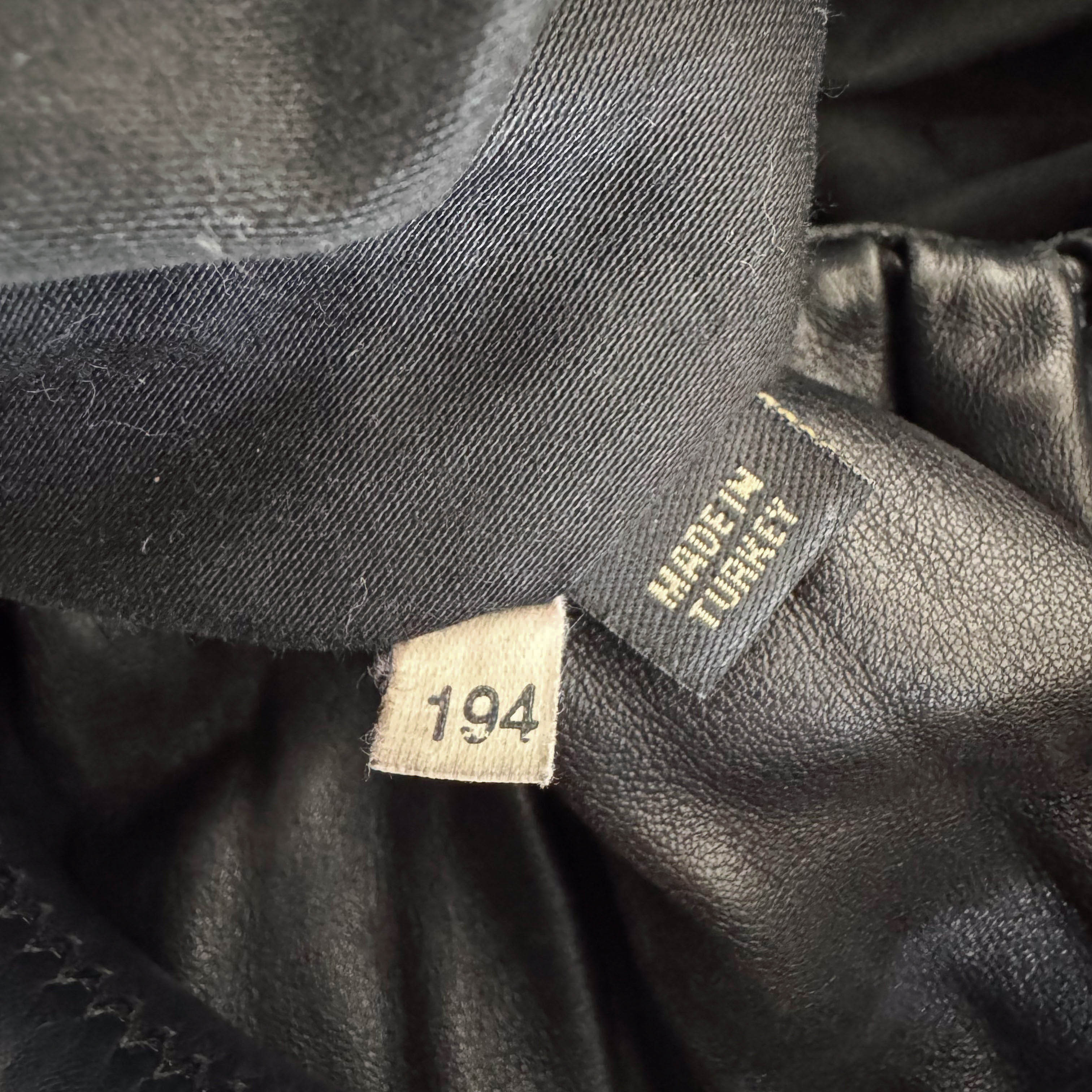 Pleated Leather Black Gold Hardware Shoulder Bag