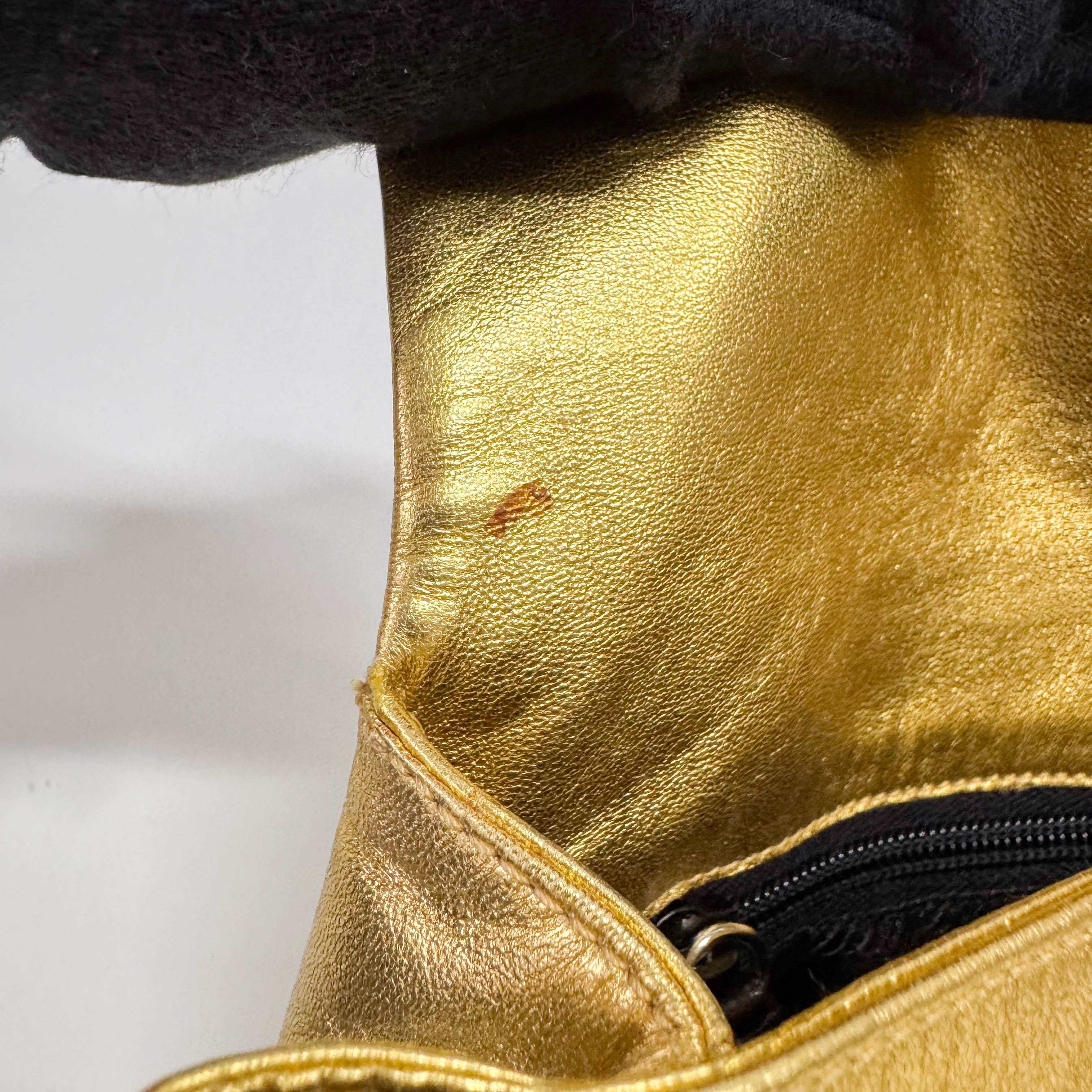 Small Golden Leather Shoulder Bag