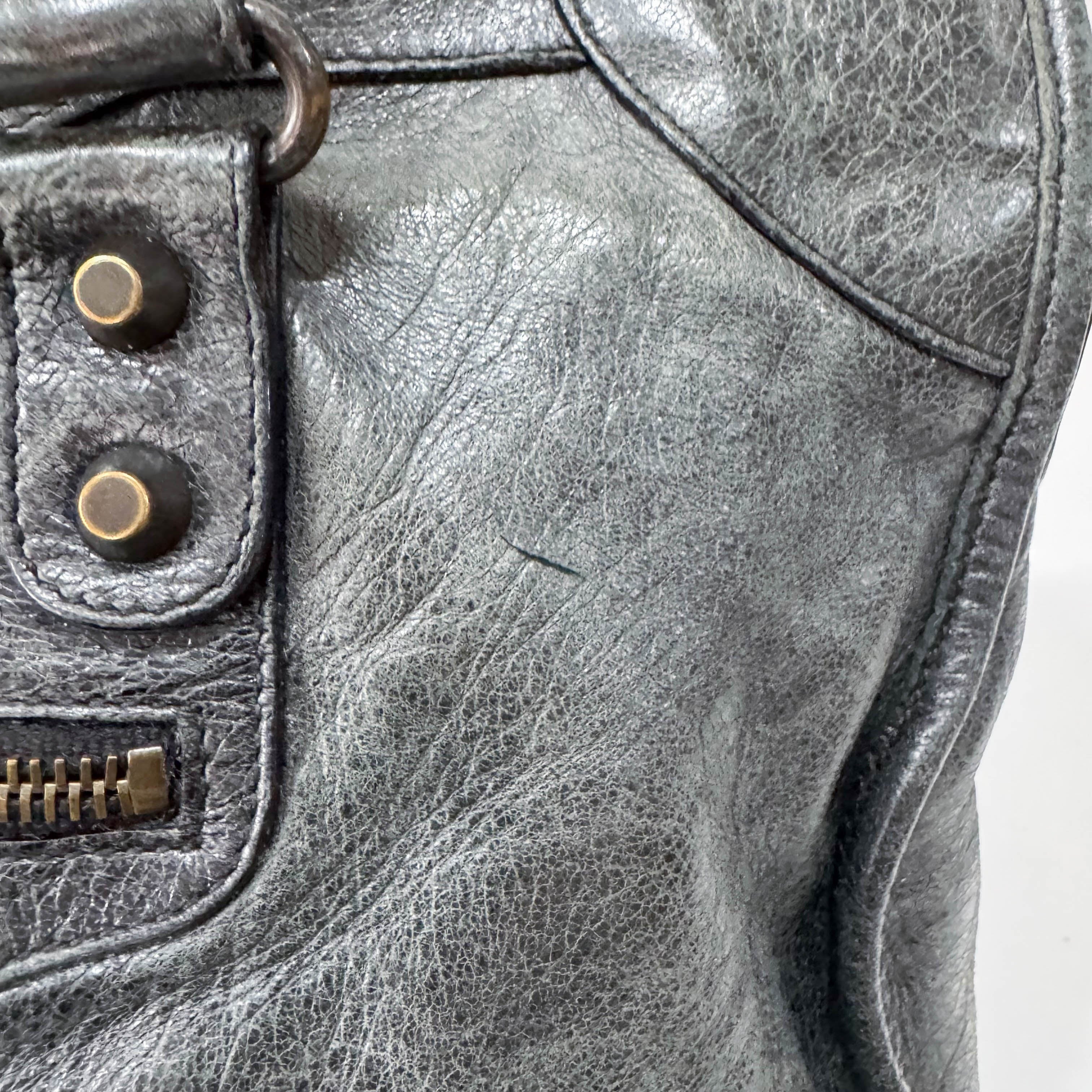 The First Grey Calfskin Leather Two Way Bag