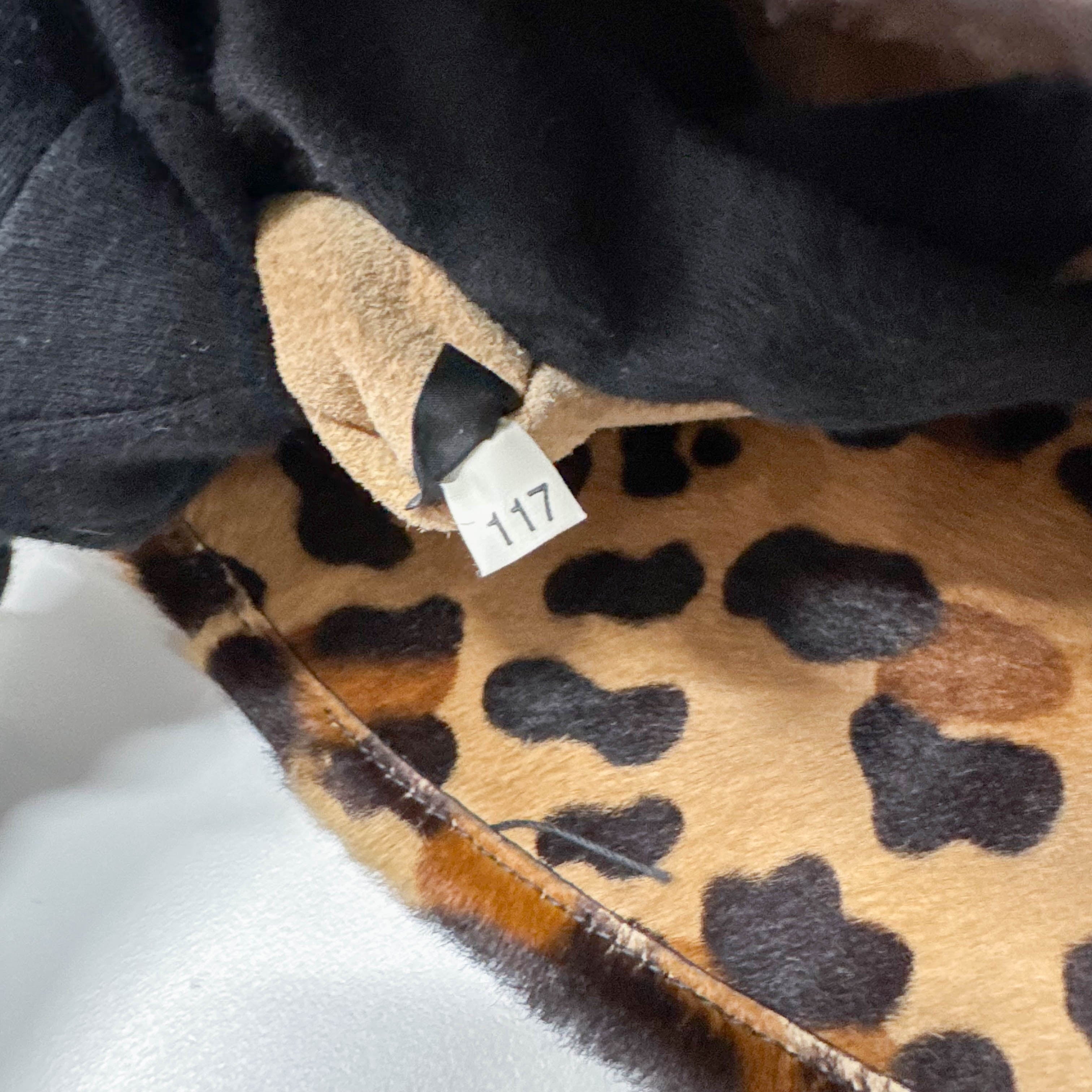 Leopard Print Brown Pony Hair Two Way Bag