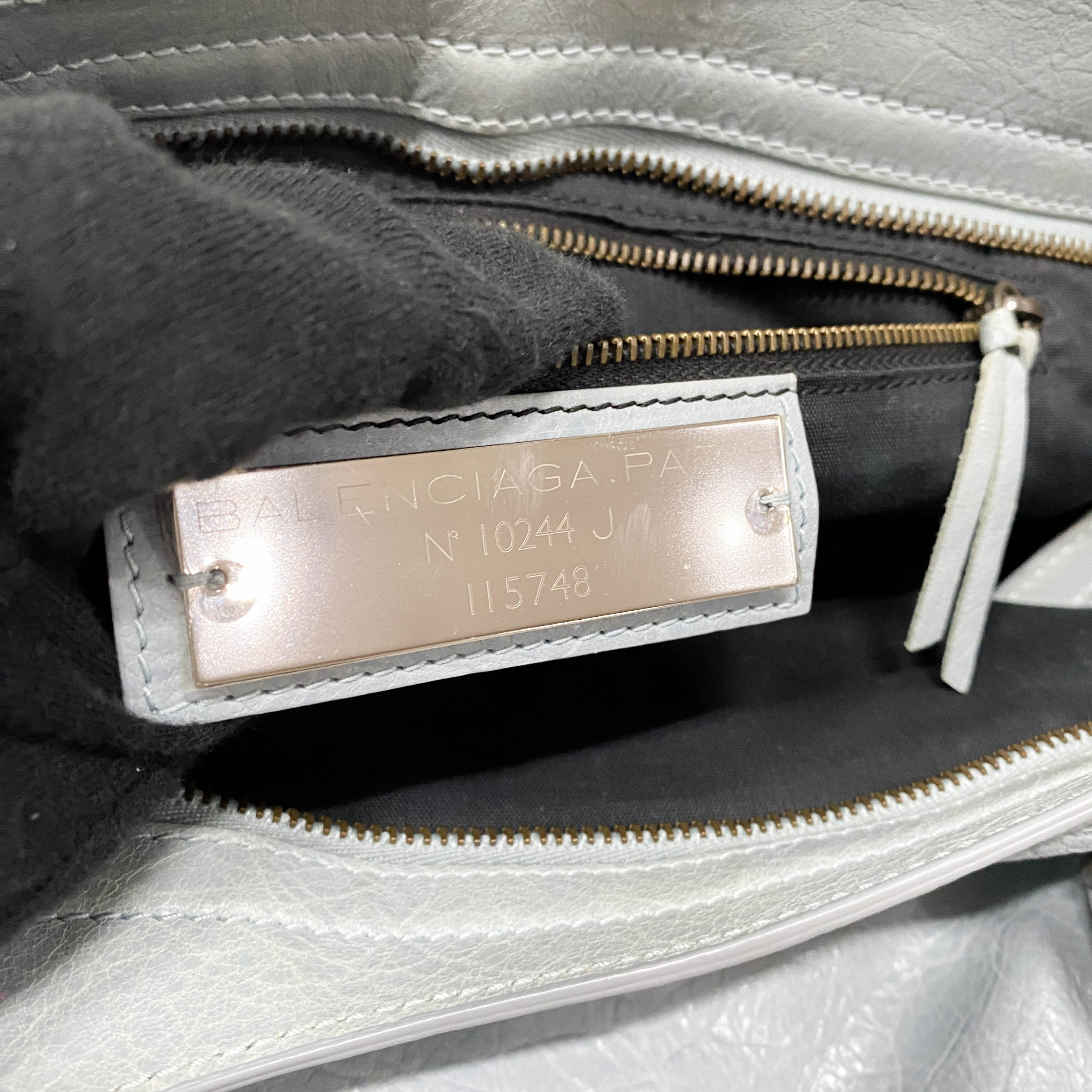 The City Blue Calfskin Leather Two Way Bag