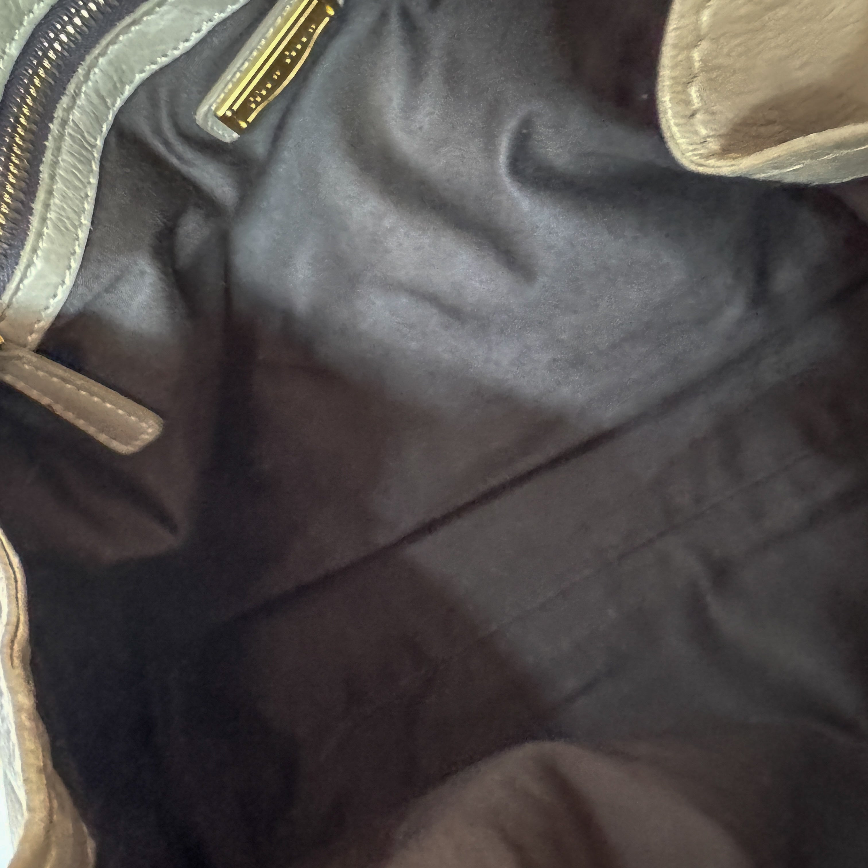 Vintage Beige Leather Shoulder Bag