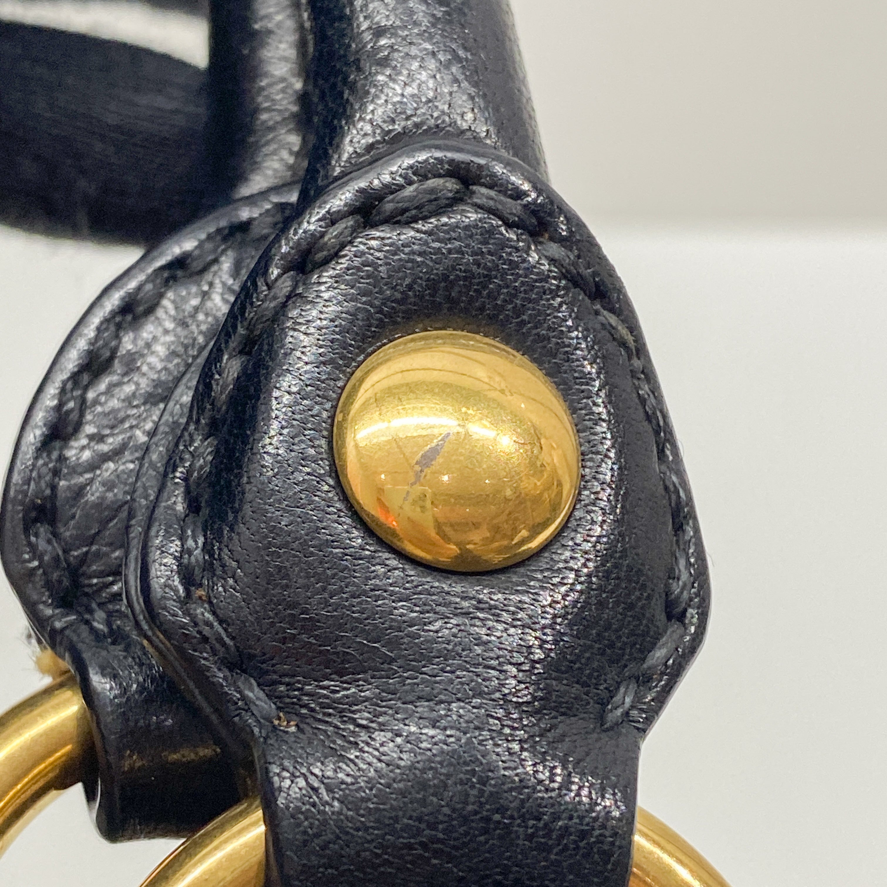 Vintage Black Gold Studded Leather Bag