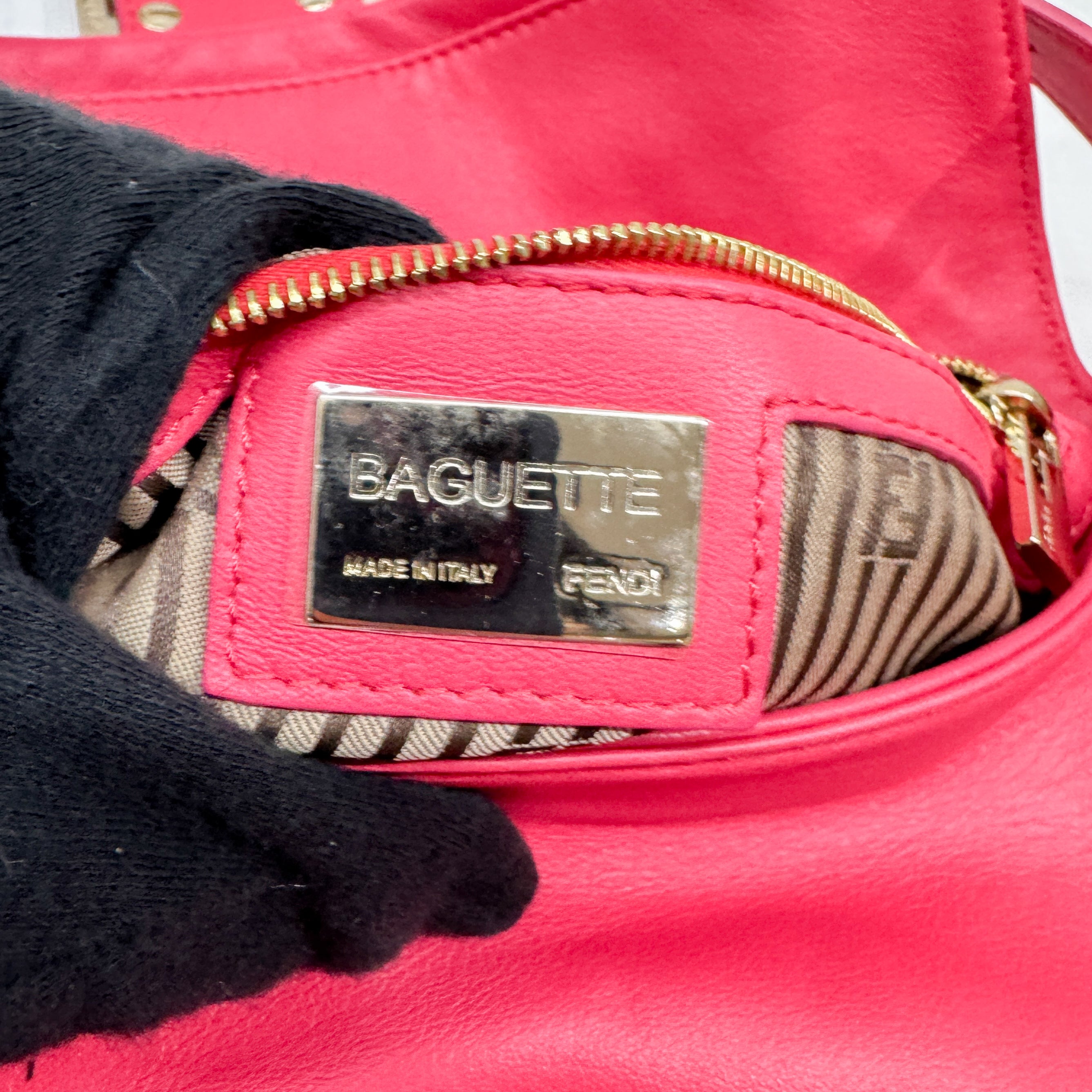 Baguette Pink Leather Shoulder Bag