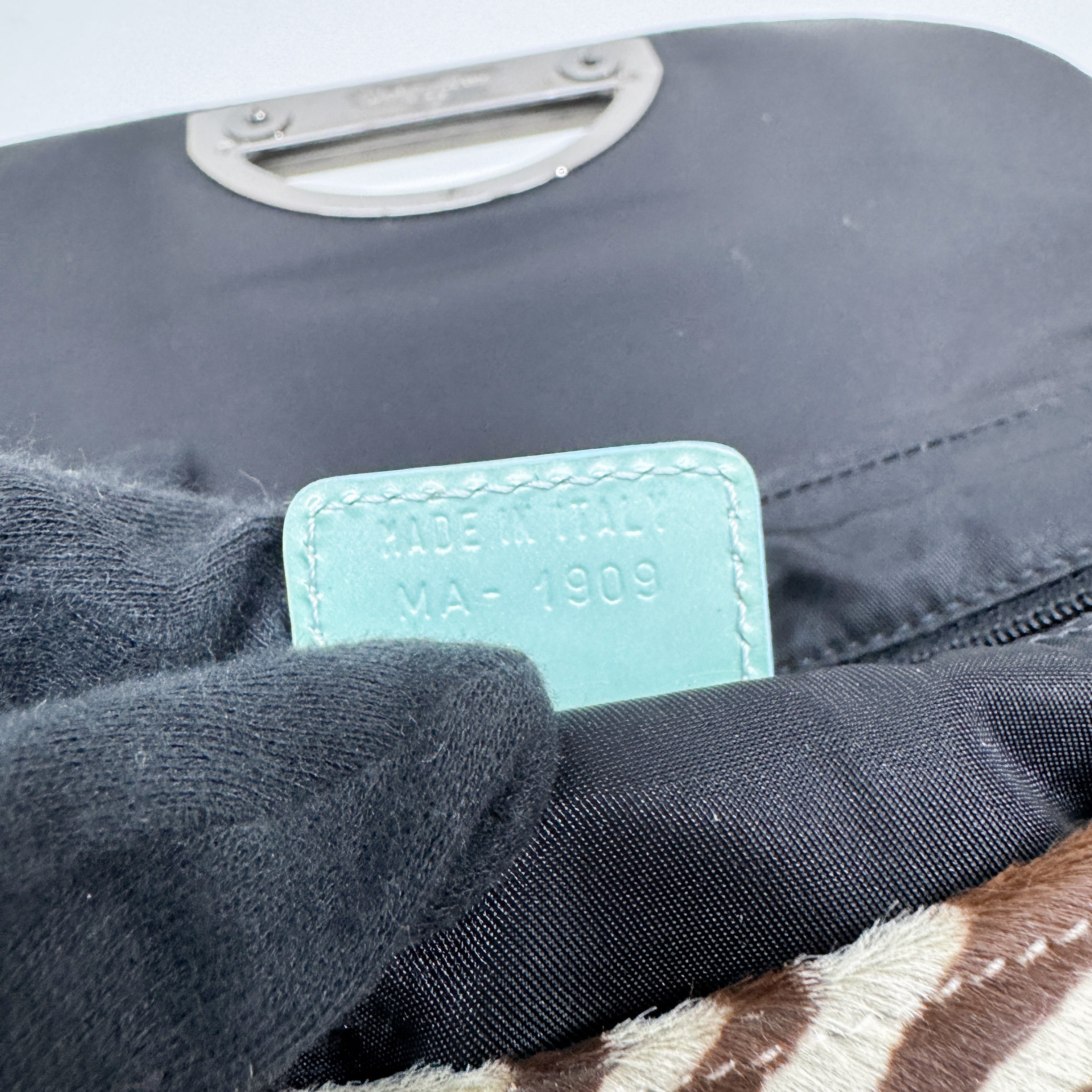 Limited Edition Malice Pearl Zebra Print Pony Hair Shoulder Bag