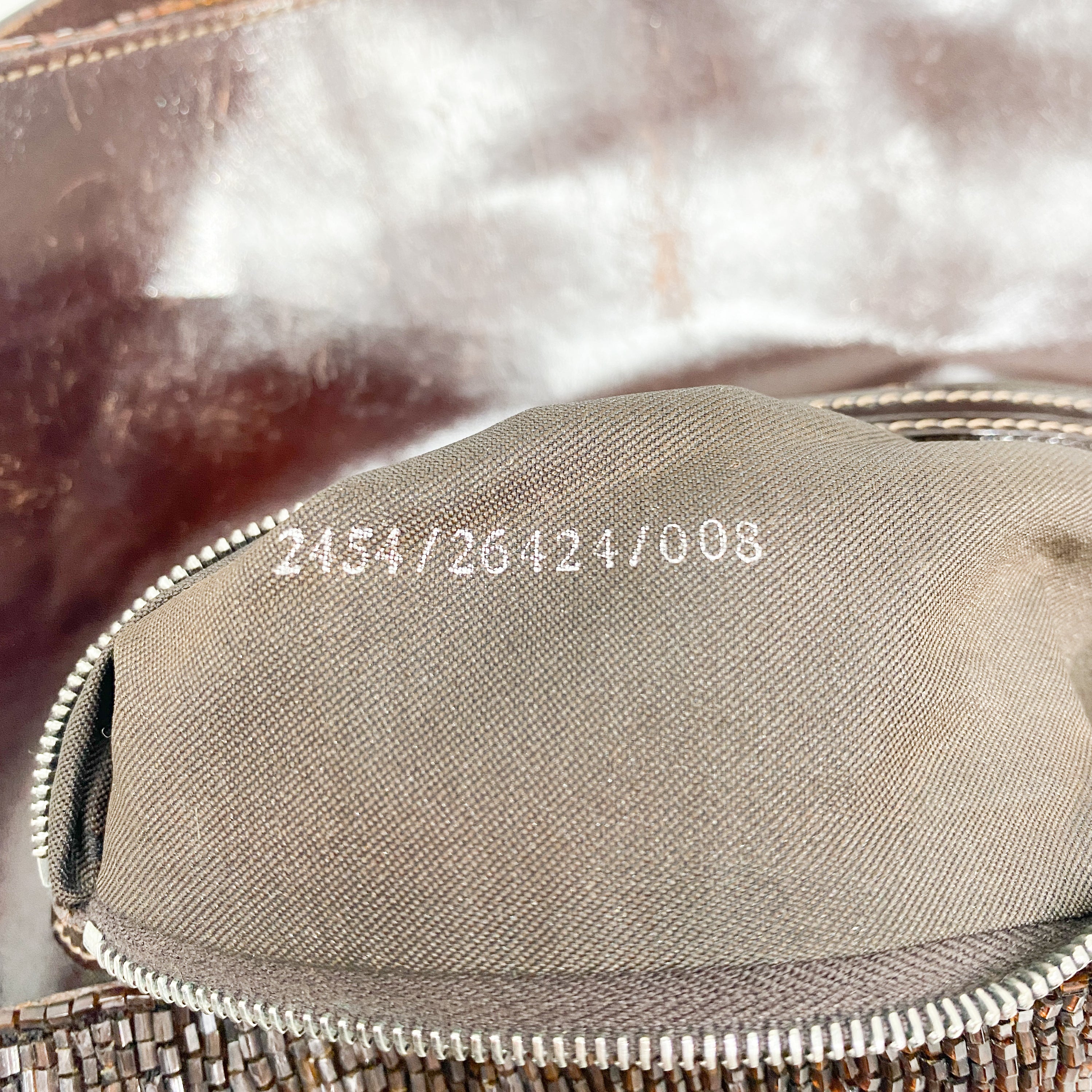 Baguette Brown Beaded Shoulder Bag